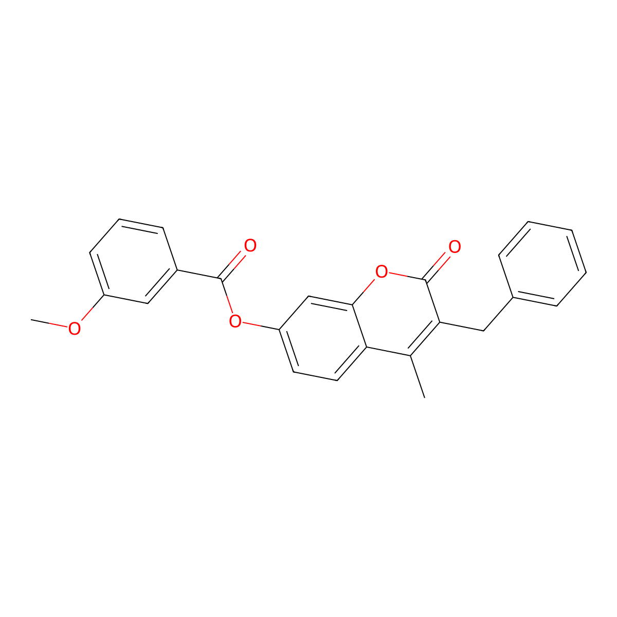 3-benzyl-4-methyl-2-oxo-2H-chromen-7-yl 3-methoxybenzoate molecular structure, CAS 670244-68-5