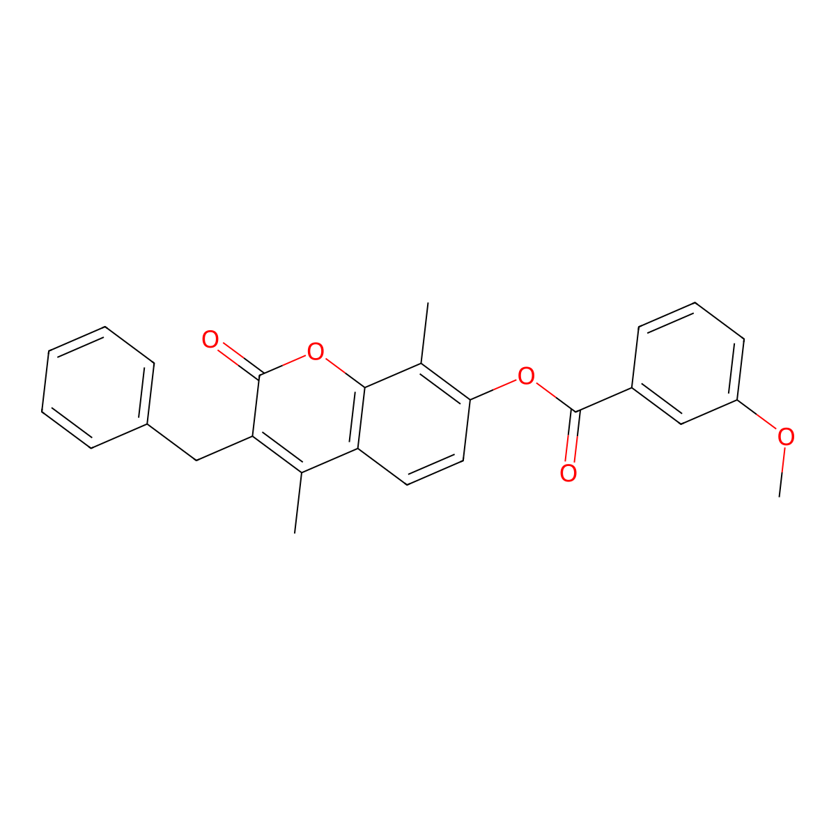 3-benzyl-4,8-dimethyl-2-oxo-2H-chromen-7-yl 3-methoxybenzoate molecular structure, CAS 670244-69-6