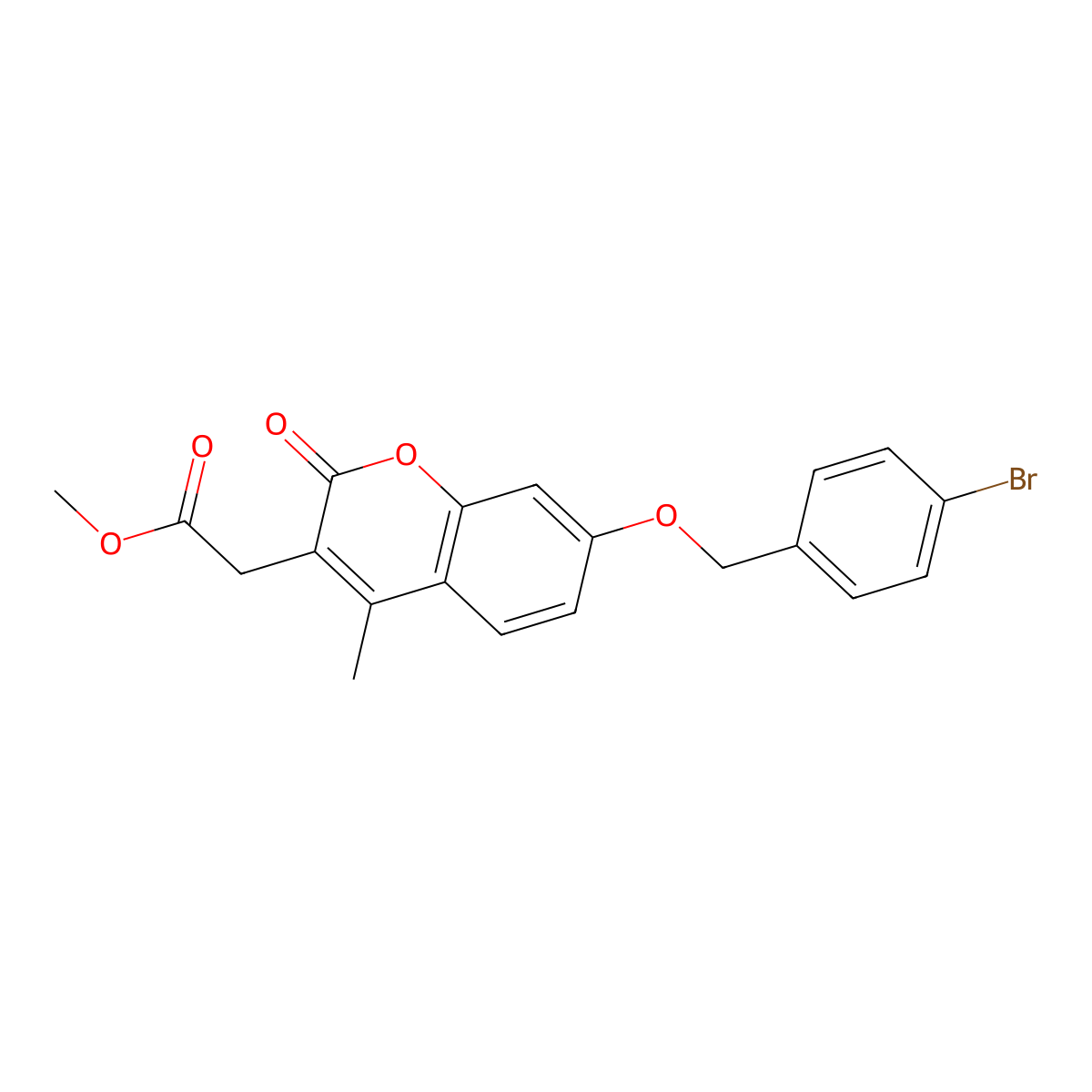 methyl {7-[(4-bromobenzyl)oxy]-4-methyl-2-oxo-2H-chromen-3-yl}acetate molecular structure, CAS 670244-77-6