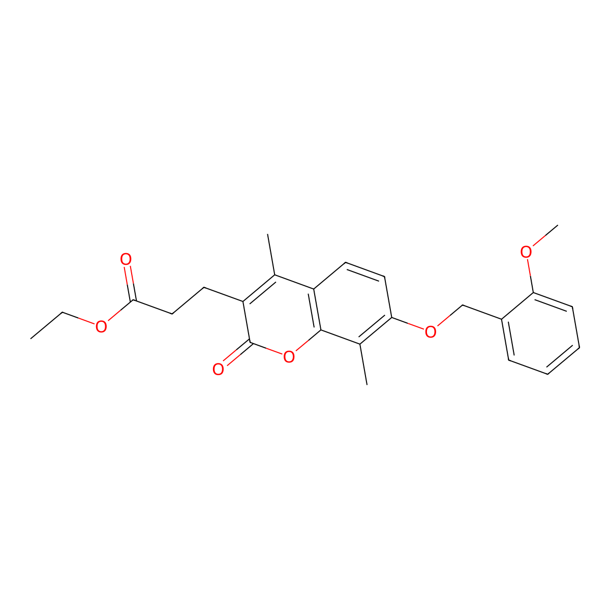 ethyl 3-{7-[(2-methoxybenzyl)oxy]-4,8-dimethyl-2-oxo-2H-chromen-3-yl}propanoate molecular structure, CAS 670244-80-1