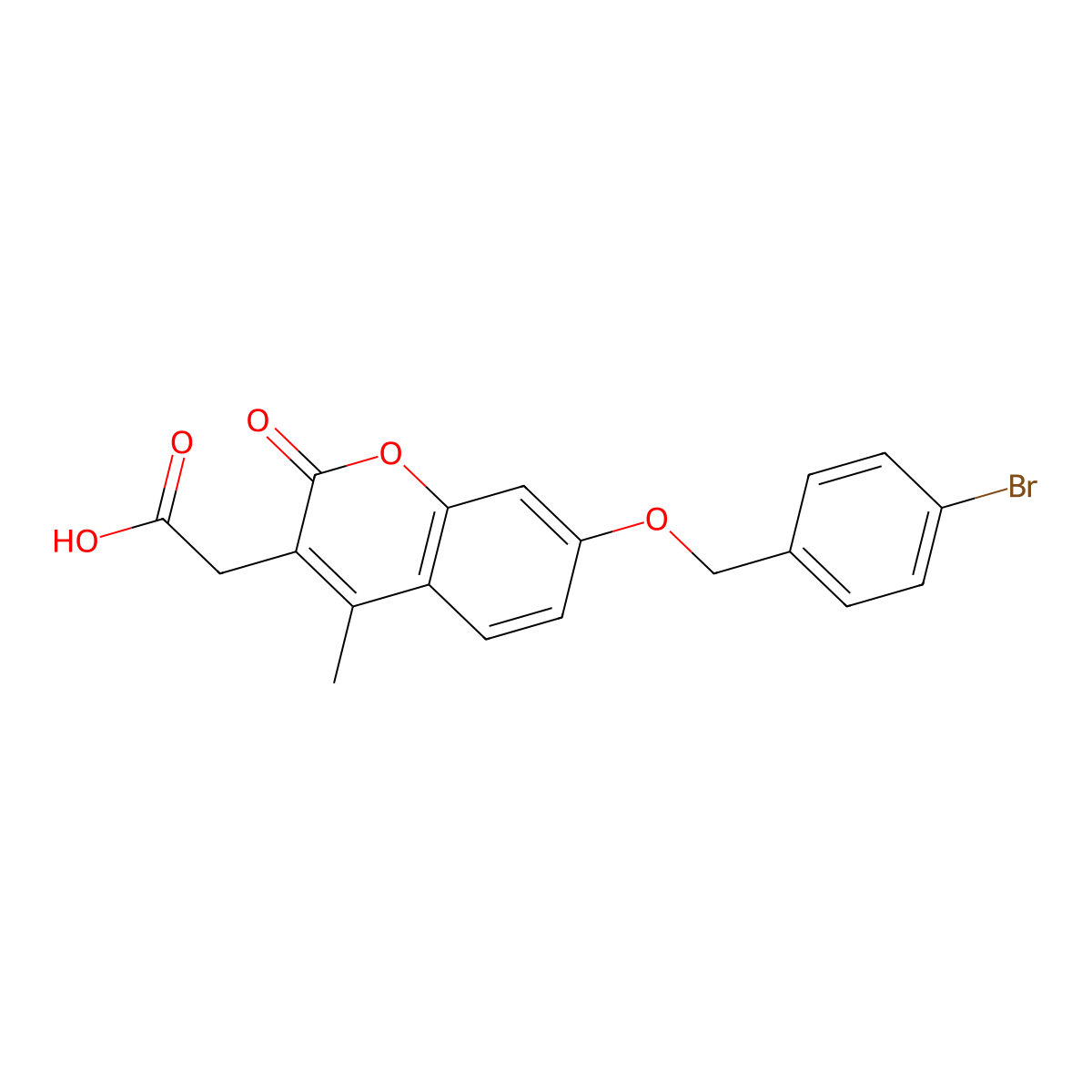 2-[7-[(4-Bromophenyl)methoxy]-4-methyl-2-oxochromen-3-yl]acetic acid molecular structure, CAS 670244-81-2