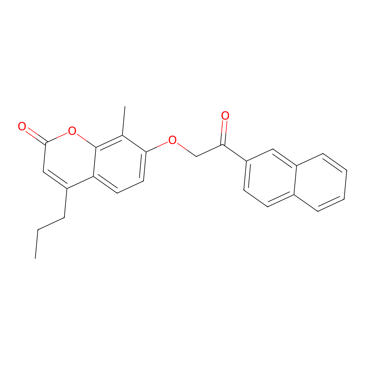 8-methyl-7-[2-(2-naphthyl)-2-oxoethoxy]-4-propyl-2H-chromen-2-one molecular structure, CAS 670245-07-5