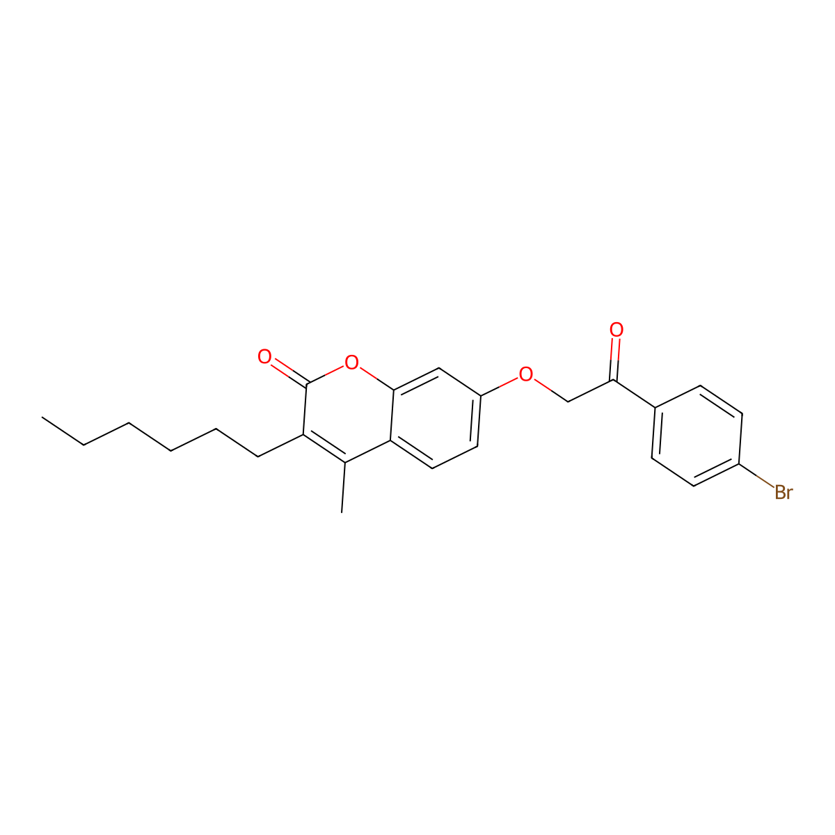 7-[2-(4-bromophenyl)-2-oxoethoxy]-3-hexyl-4-methyl-2H-chromen-2-one molecular structure, CAS 670245-11-1
