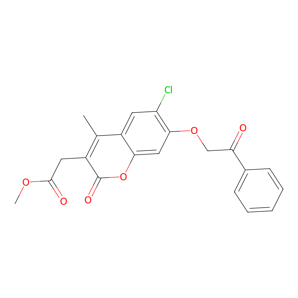 methyl [6-chloro-4-methyl-2-oxo-7-(2-oxo-2-phenylethoxy)-2H-chromen-3-yl]acetate molecular structure, CAS 670245-21-3