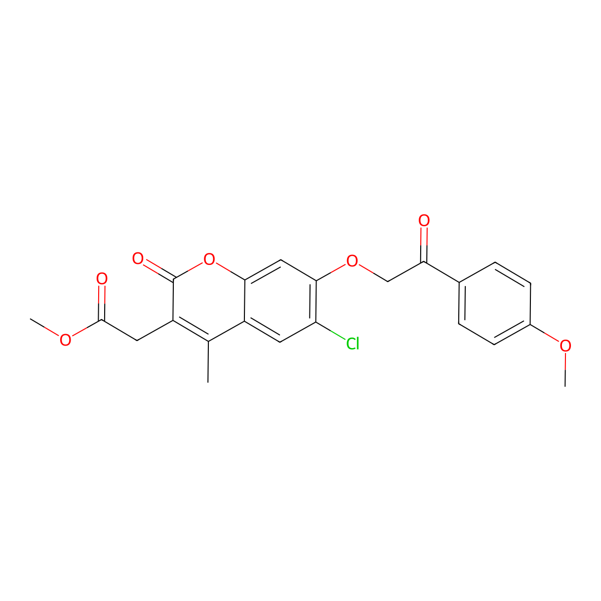 methyl {6-chloro-7-[2-(4-methoxyphenyl)-2-oxoethoxy]-4-methyl-2-oxo-2H-chromen-3-yl}acetate molecular structure, CAS 670245-23-5