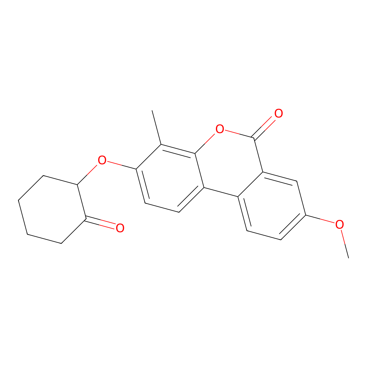 8-Methoxy-4-methyl-3-(2-oxocyclohexyl)oxybenzo[c]chromen-6-one molecular structure, CAS 670245-27-9