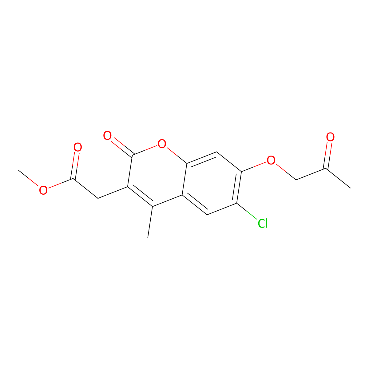 methyl [6-chloro-4-methyl-2-oxo-7-(2-oxopropoxy)-2H-chromen-3-yl]acetate molecular structure, CAS 670245-32-6