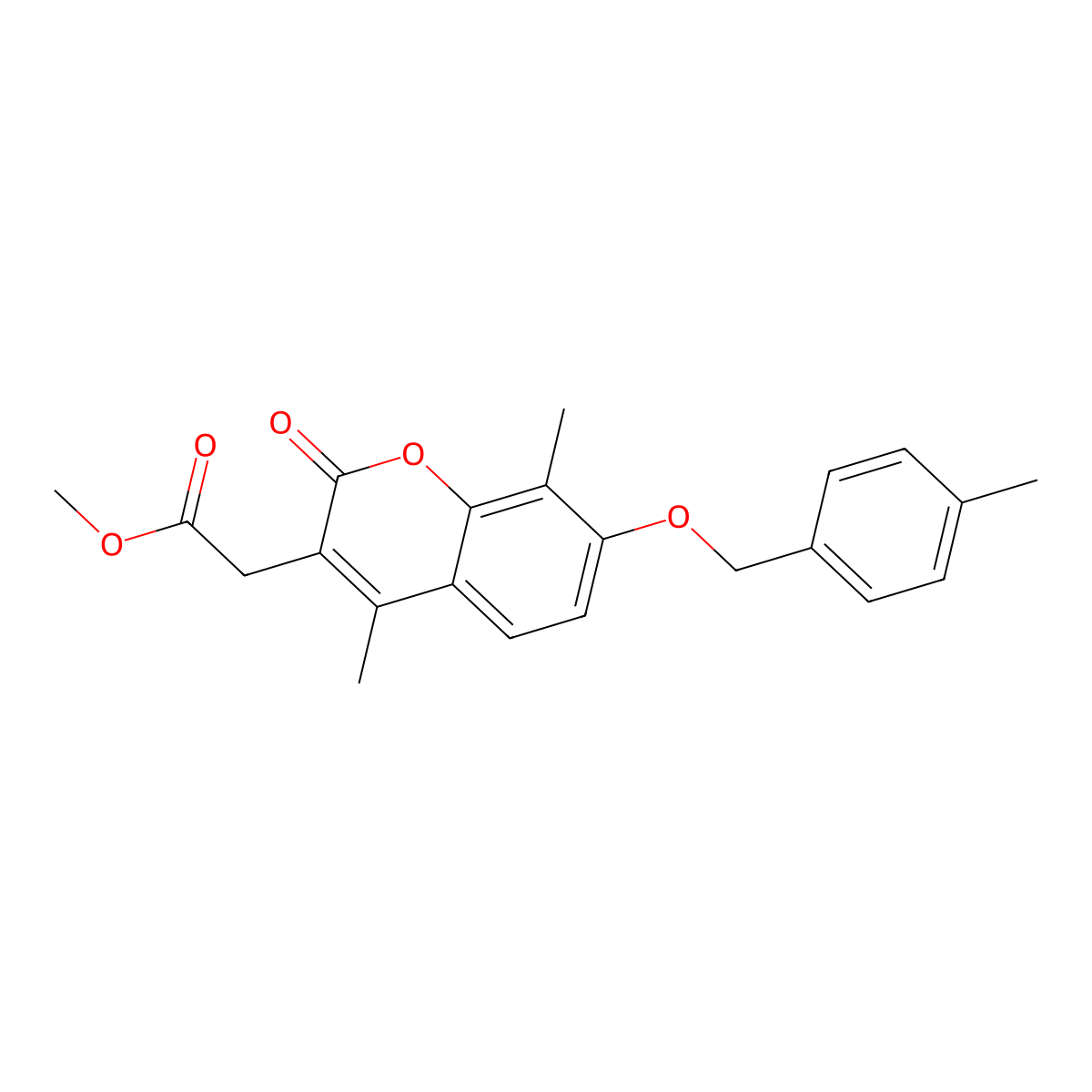methyl {4,8-dimethyl-7-[(4-methylbenzyl)oxy]-2-oxo-2H-chromen-3-yl}acetate molecular structure, CAS 670245-37-1
