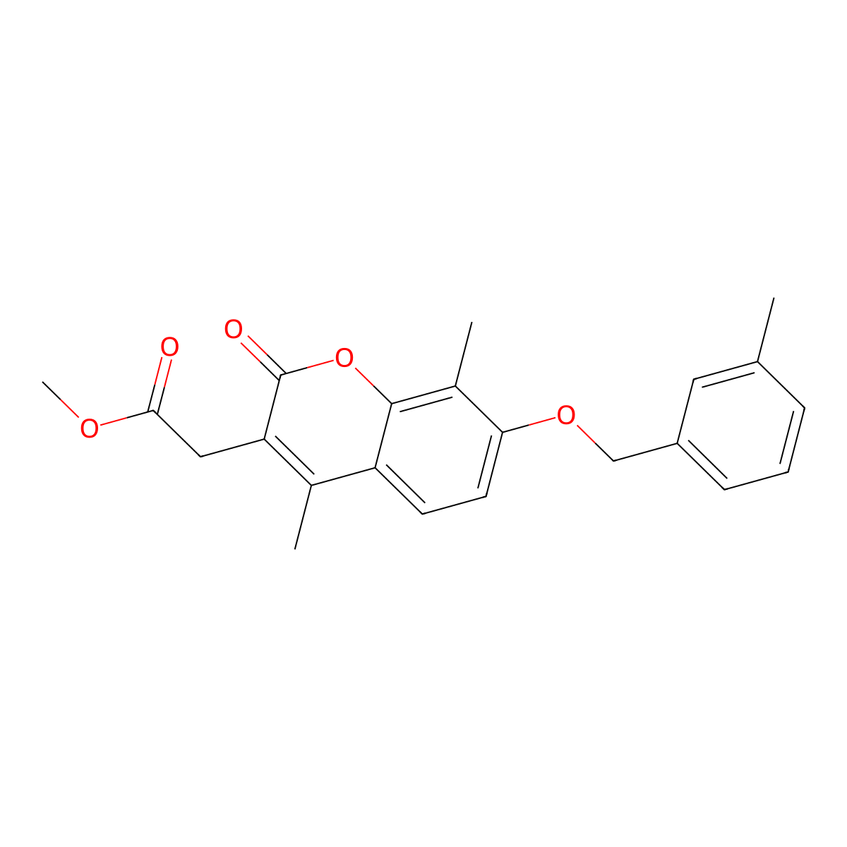 methyl {4,8-dimethyl-7-[(3-methylbenzyl)oxy]-2-oxo-2H-chromen-3-yl}acetate molecular structure, CAS 670245-38-2