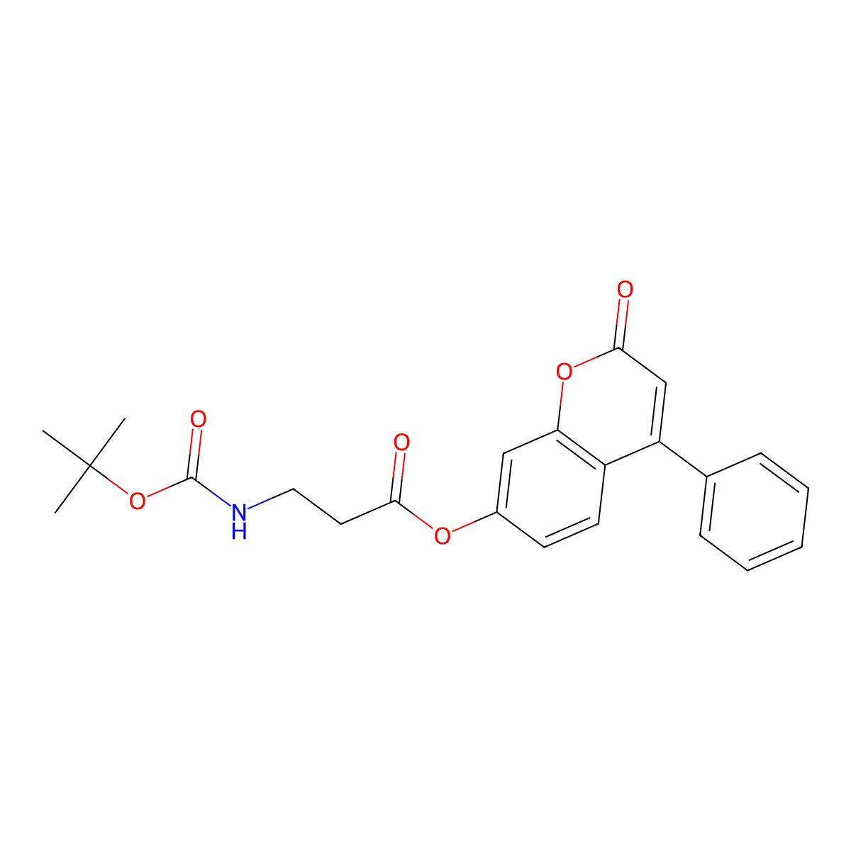 2-oxo-4-phenyl-2H-chromen-7-yl N-(tert-butoxycarbonyl)-beta-alaninate molecular structure, CAS 670245-55-3