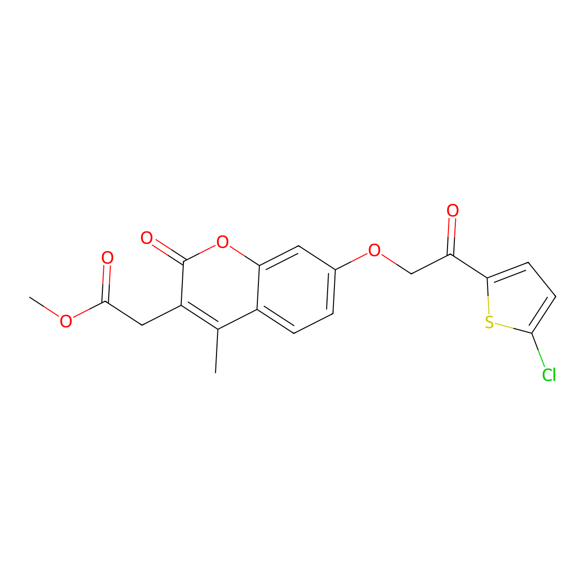 methyl {7-[2-(5-chlorothiophen-2-yl)-2-oxoethoxy]-4-methyl-2-oxo-2H-chromen-3-yl}acetate molecular structure, CAS 670245-90-6