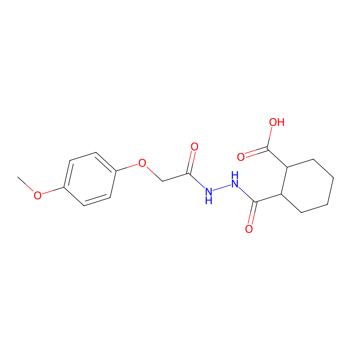 2-[[[2-(4-methoxyphenoxy)acetyl]amino]carbamoyl]cyclohexane-1-carboxylic Acid molecular structure, CAS 670247-34-4