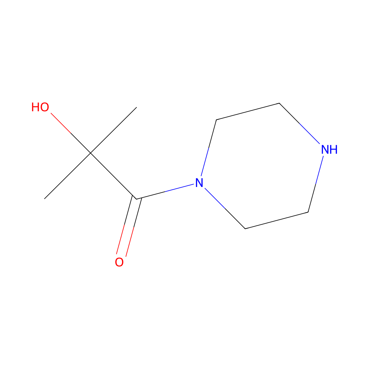 2-Hydroxy-2-methyl-1-(piperazin-1-yl)propan-1-one molecular structure, CAS 670252-63-8