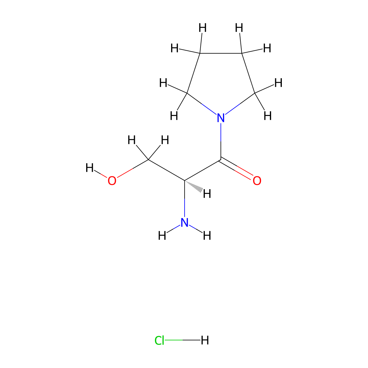 (2S)-2-amino-3-hydroxy-1-(pyrrolidin-1-yl)propan-1-one hydrochloride molecular structure, CAS 670253-53-9