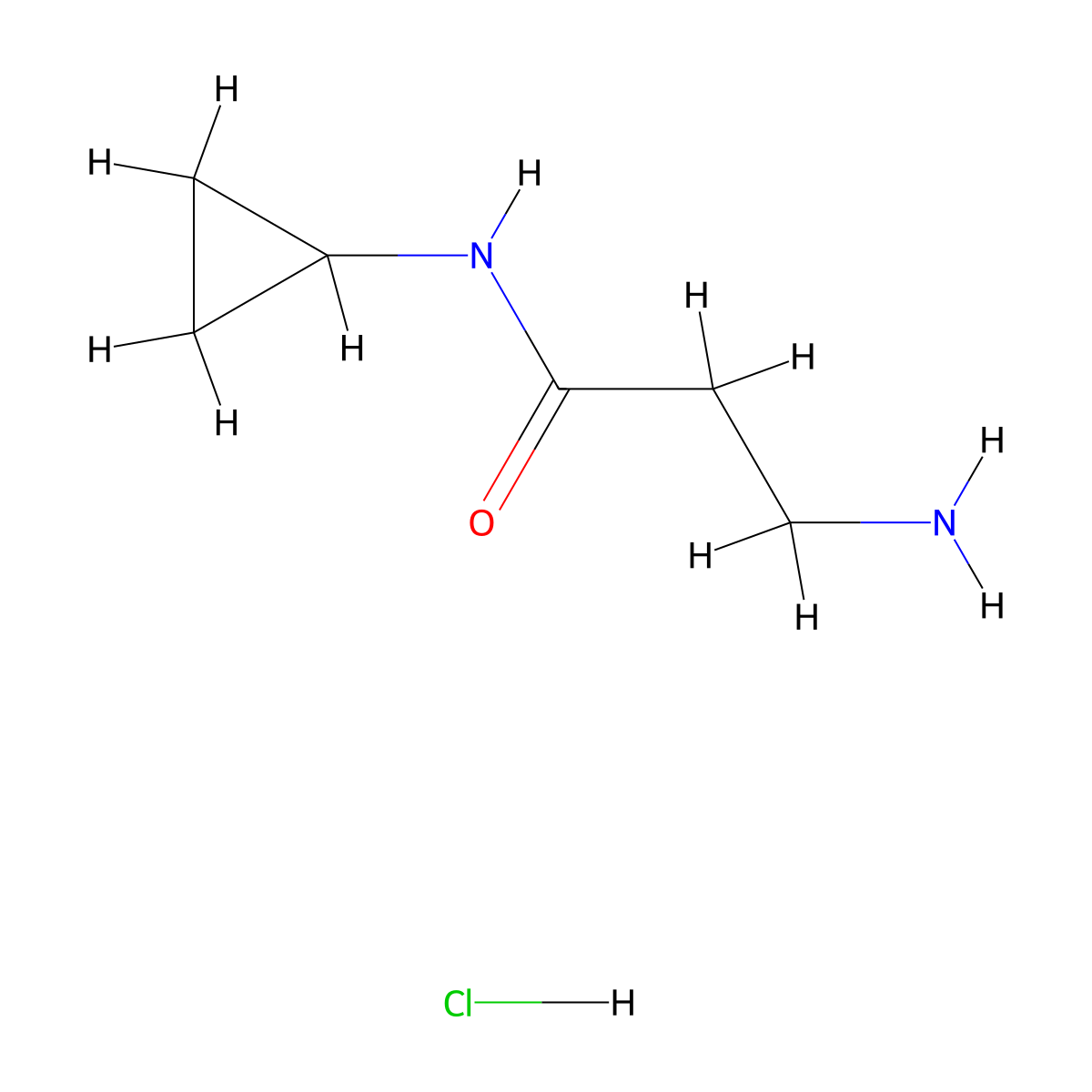 3-amino-N-cyclopropylpropanamide hydrochloride molecular structure, CAS 670253-58-4
