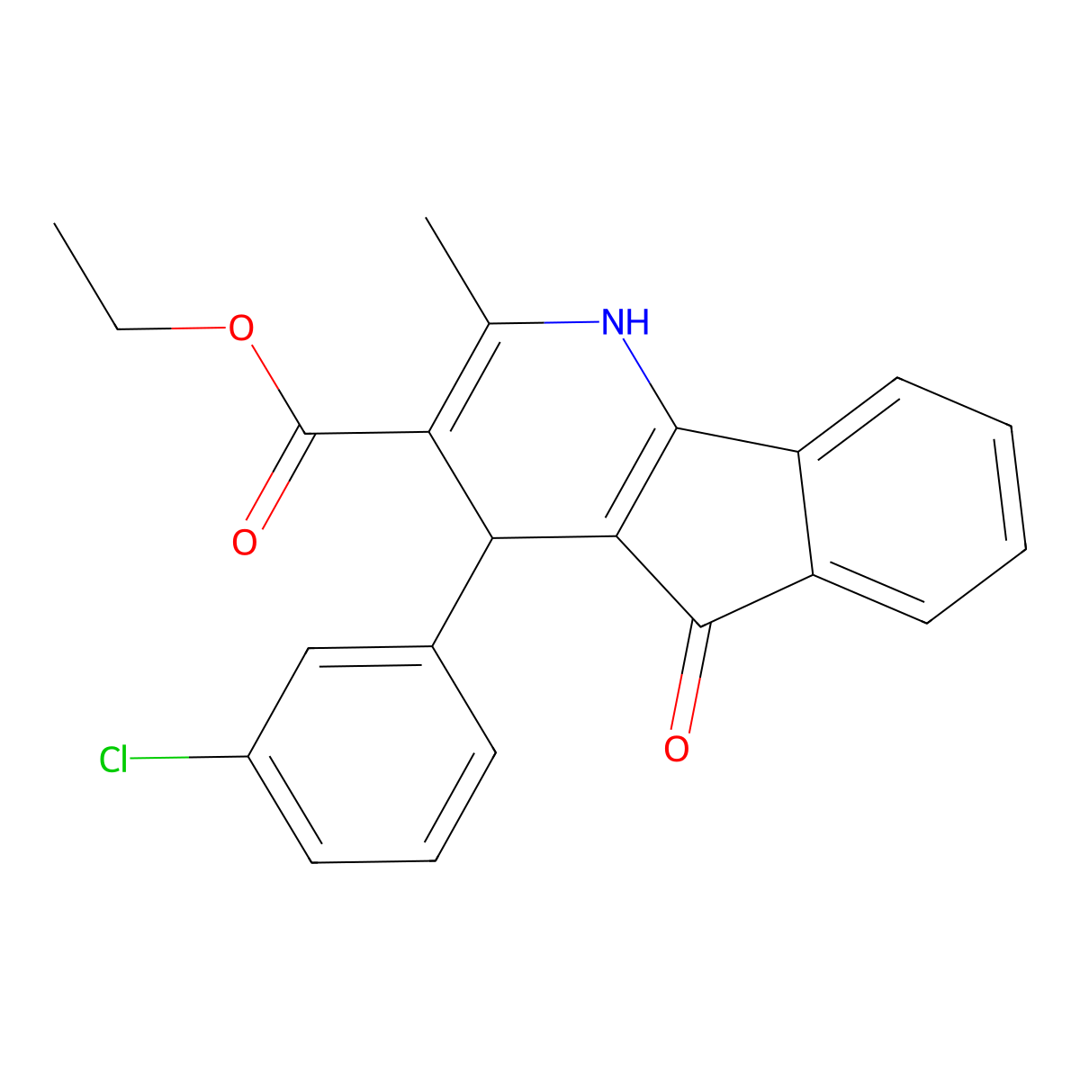 ethyl 4-(3-chlorophenyl)-2-methyl-5-oxo-4,5-dihydro-1H-indeno[1,2-b]pyridine-3-carboxylate molecular structure, CAS 670254-84-9