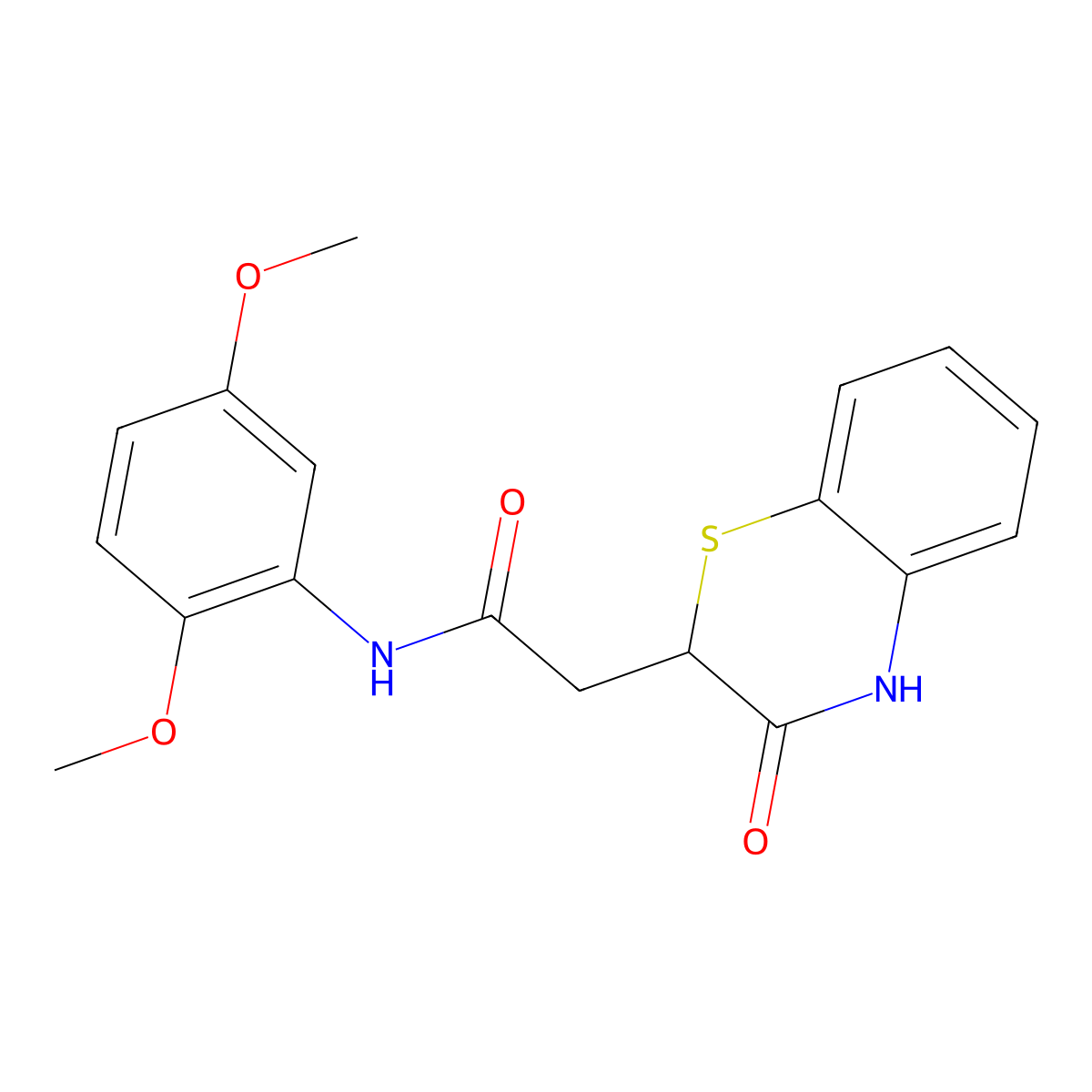 N-(2,5-dimethoxyphenyl)-2-(3-oxo-3,4-dihydro-2H-1,4-benzothiazin-2-yl)acetamide molecular structure, CAS 670255-08-0