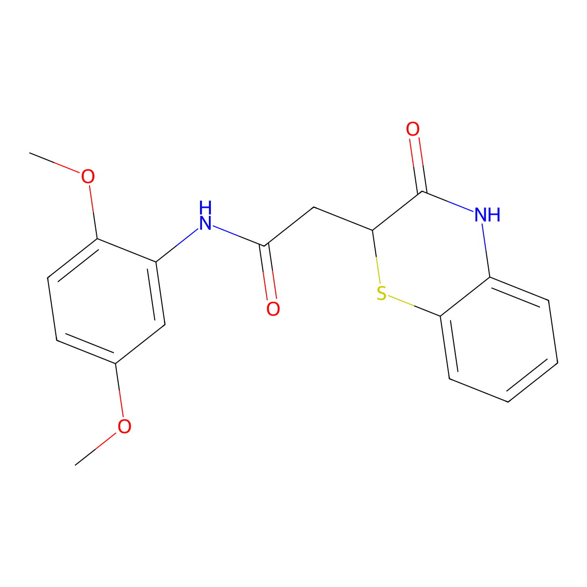 N-(2,5-dimethoxyphenyl)-2-(3-oxo-3,4-dihydro-2H-1,4-benzothiazin-2-yl)acetamide molecular structure, CAS 670255-08-0