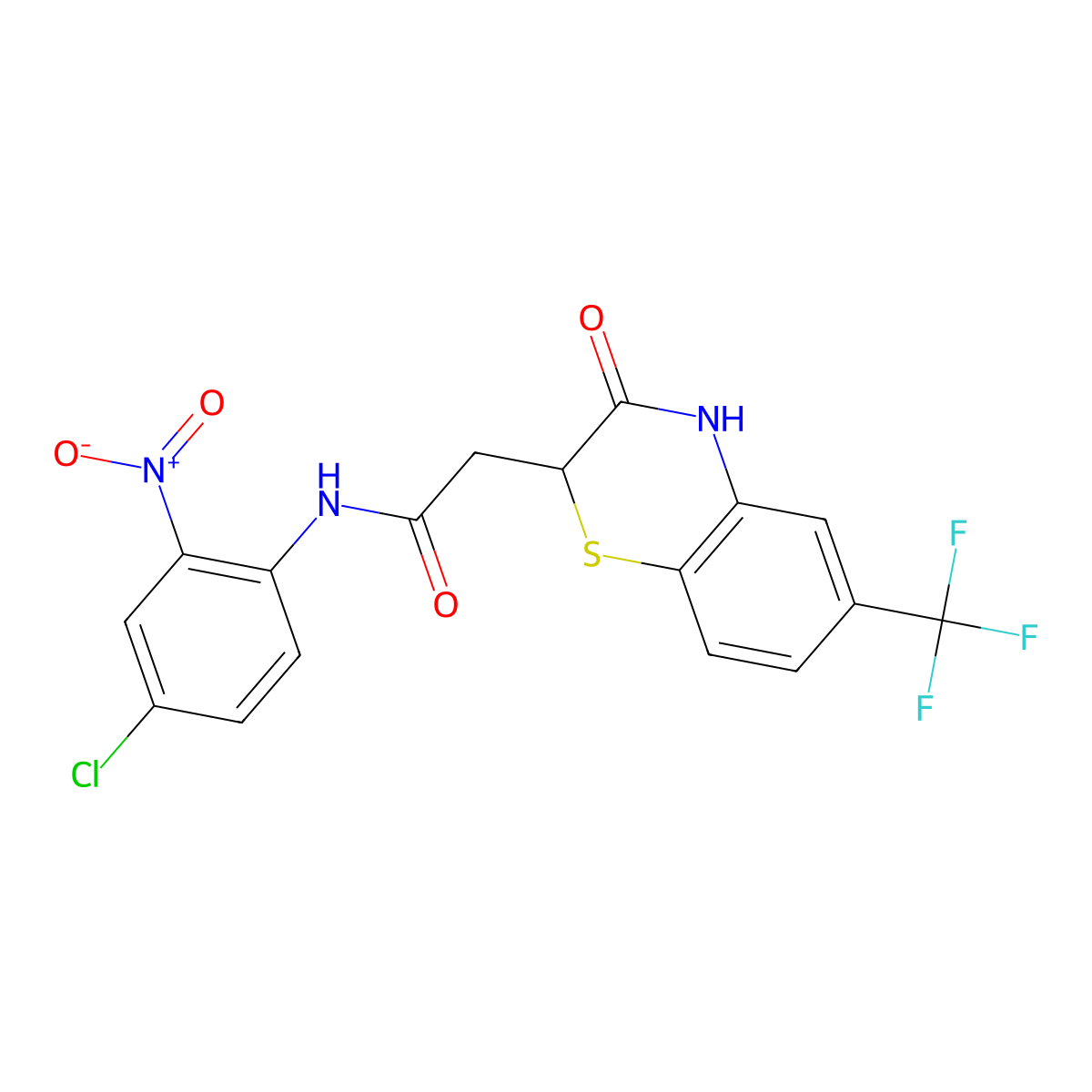 N-(4-chloro-2-nitrophenyl)-2-[3-oxo-6-(trifluoromethyl)-3,4-dihydro-2H-1,4-benzothiazin-2-yl]acetamide molecular structure, CAS 670255-11-5