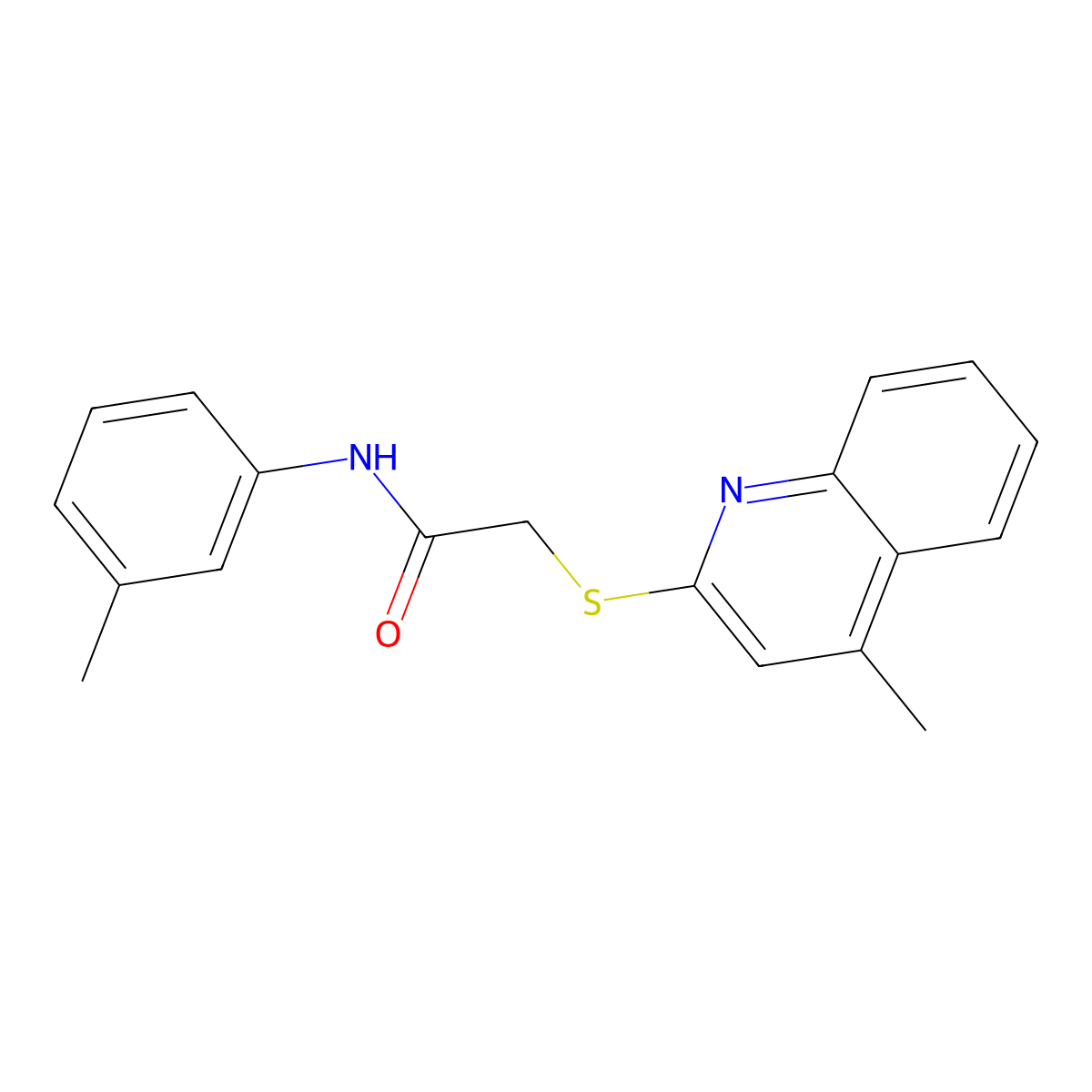 2-((4-methylquinolin-2-yl)thio)-N-(m-tolyl)acetamide molecular structure, CAS 670255-16-0