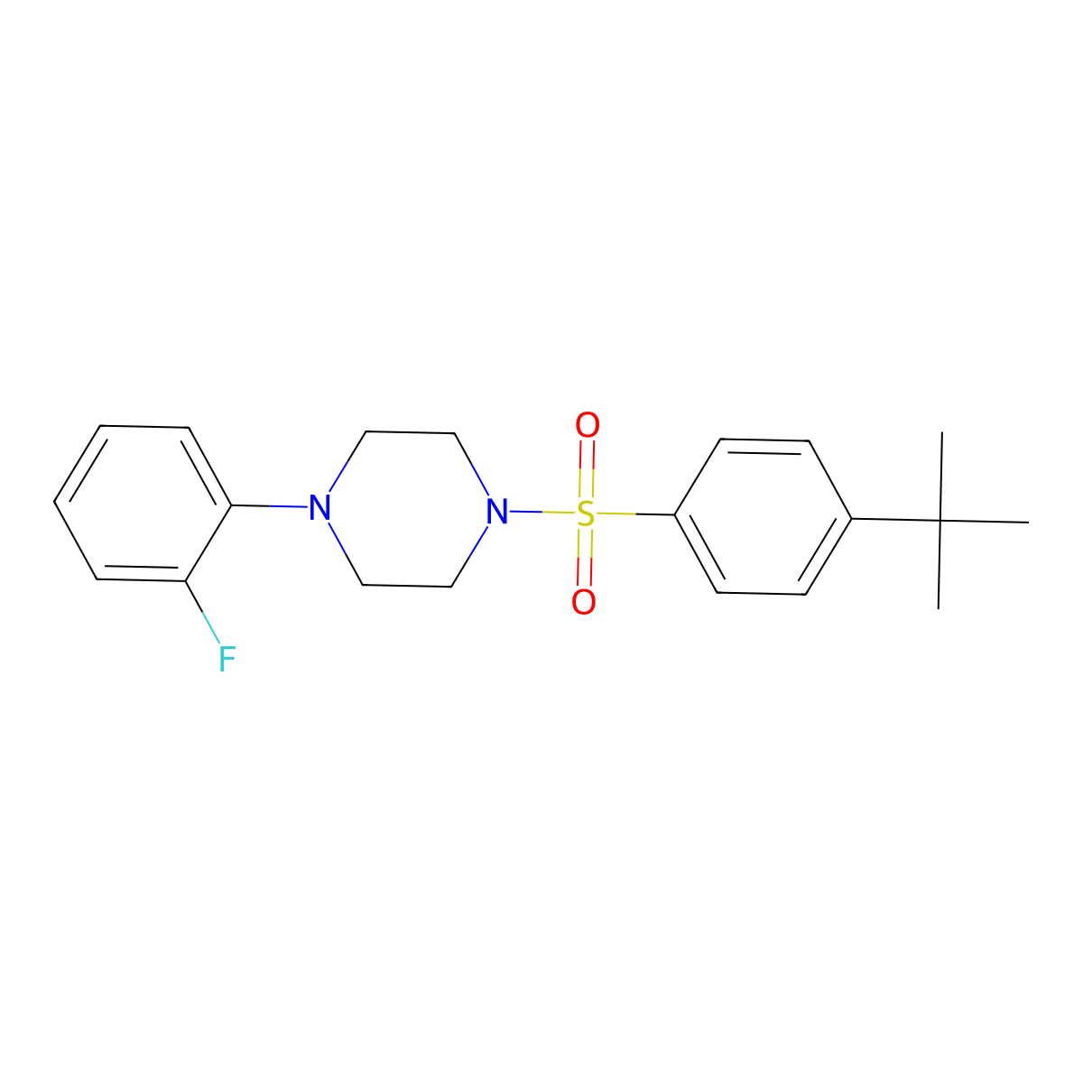 1-(4-Tert-butylbenzenesulfonyl)-4-(2-fluorophenyl)piperazine molecular structure, CAS 670255-17-1