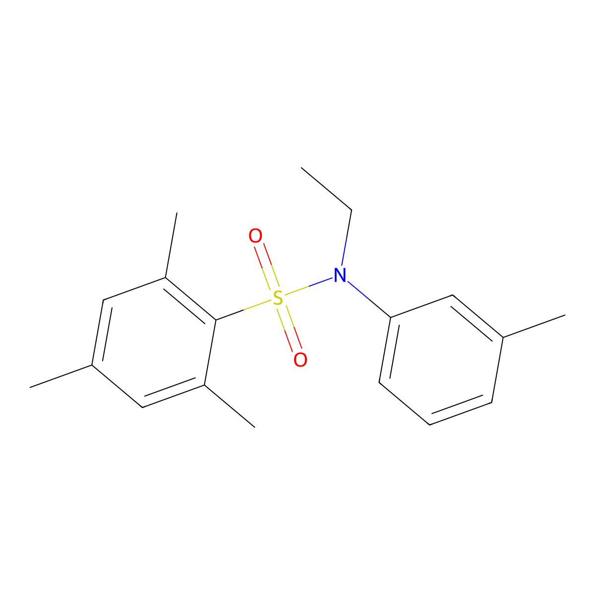 N-ethyl-2,4,6-trimethyl-N-(3-methylphenyl)benzenesulfonamide molecular structure, CAS 670255-31-9