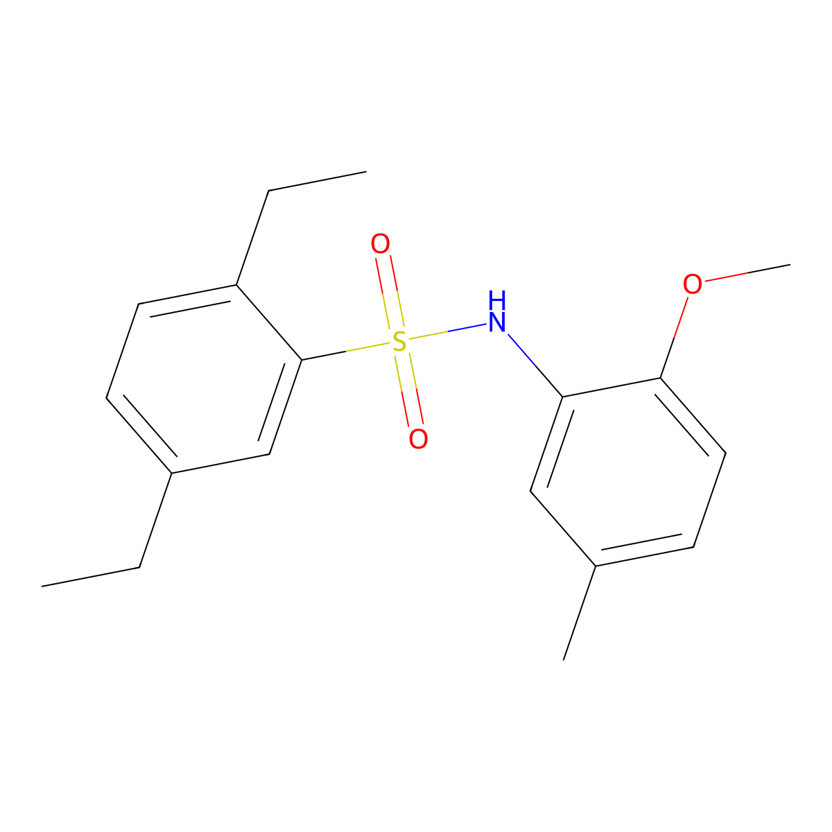 2,5-diethyl-N-(2-methoxy-5-methylphenyl)benzenesulfonamide molecular structure, CAS 670255-53-5