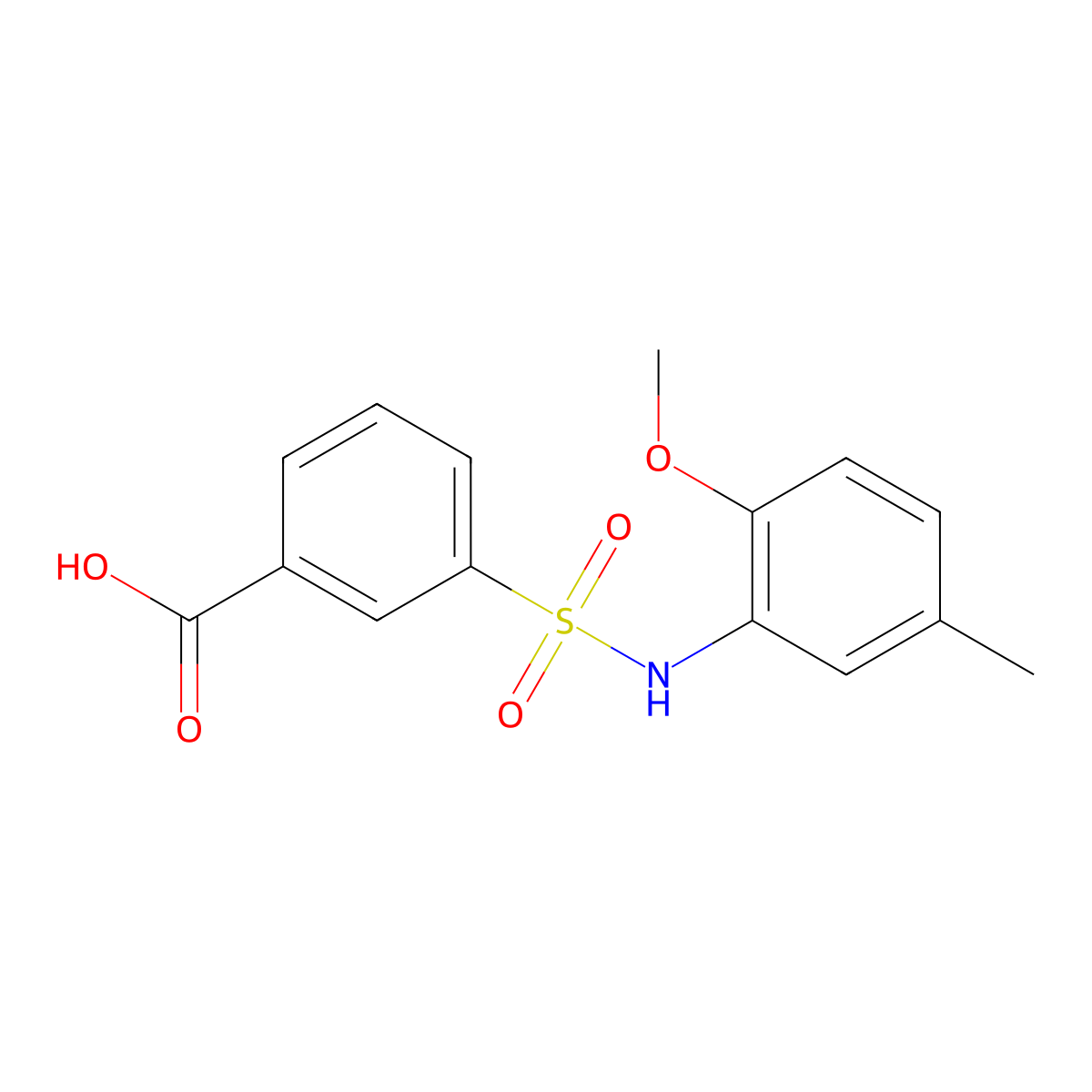 3-[(2-Methoxy-5-methylphenyl)sulfamoyl]benzoic acid molecular structure, CAS 670255-54-6