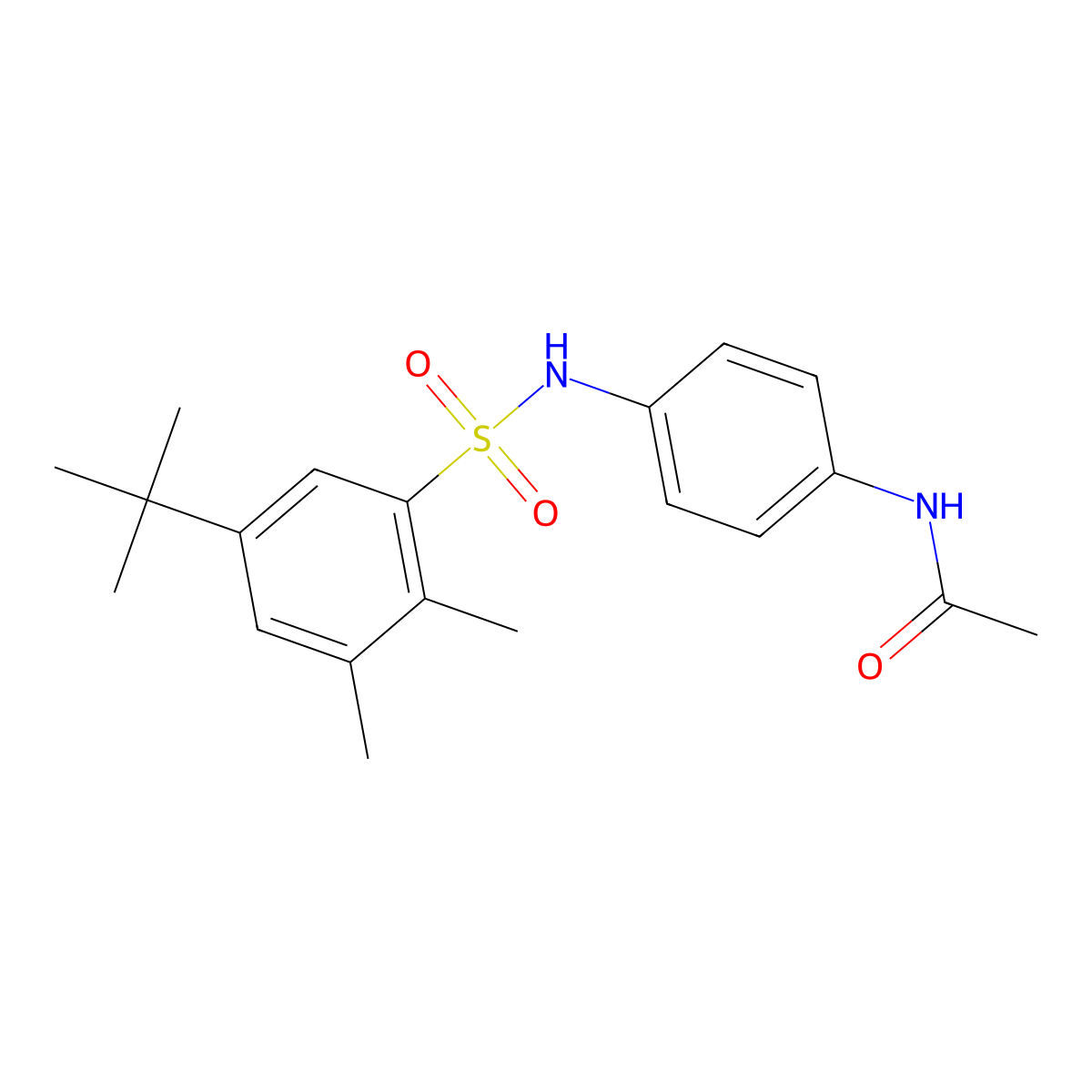 N-[4-[(5-tert-butyl-2,3-dimethylphenyl)sulfonylamino]phenyl]acetamide molecular structure, CAS 670255-74-0
