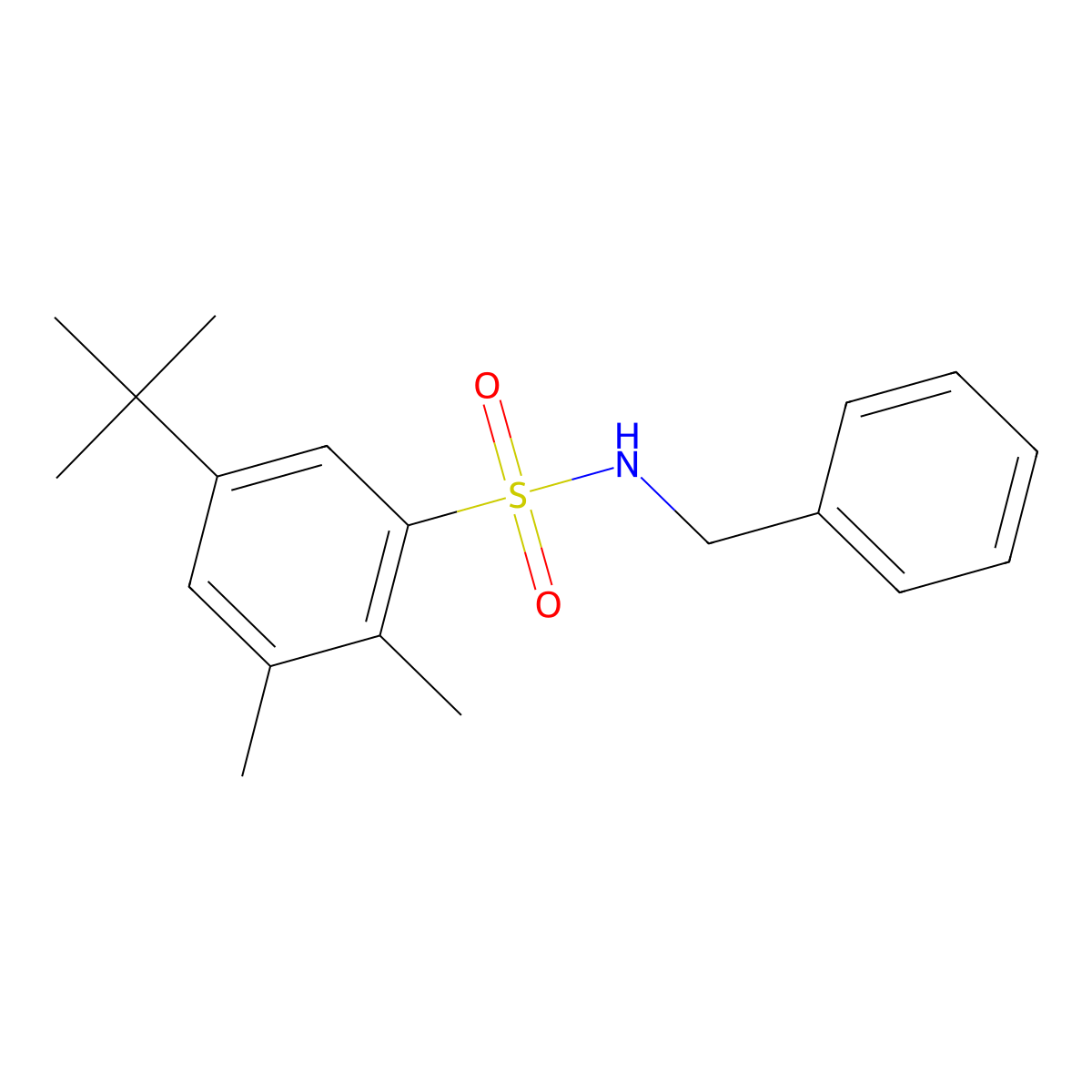 N-benzyl-5-tert-butyl-2,3-dimethylbenzenesulfonamide molecular structure, CAS 670255-80-8