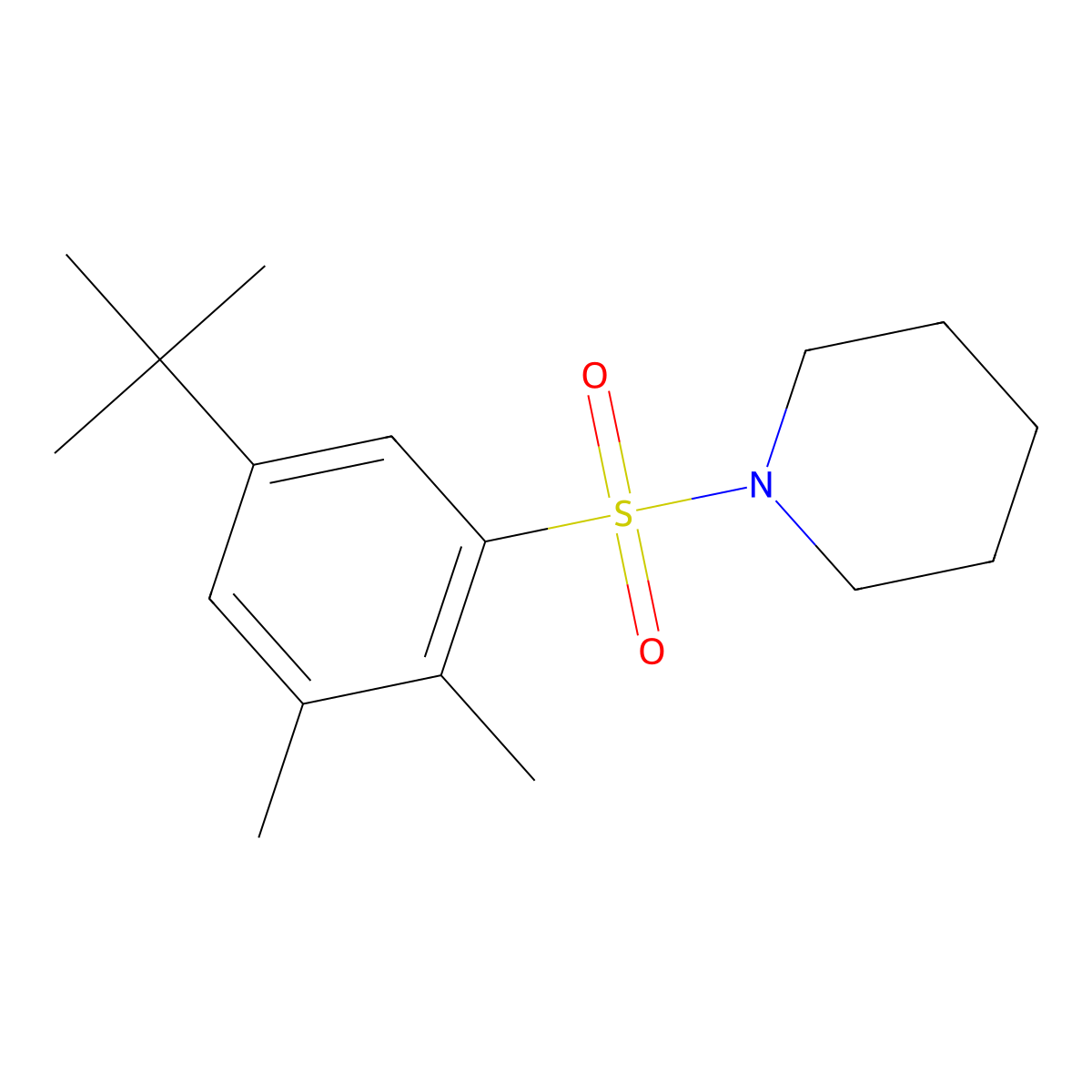 1-(5-Tert-butyl-2,3-dimethylphenyl)sulfonylpiperidine molecular structure, CAS 670255-86-4