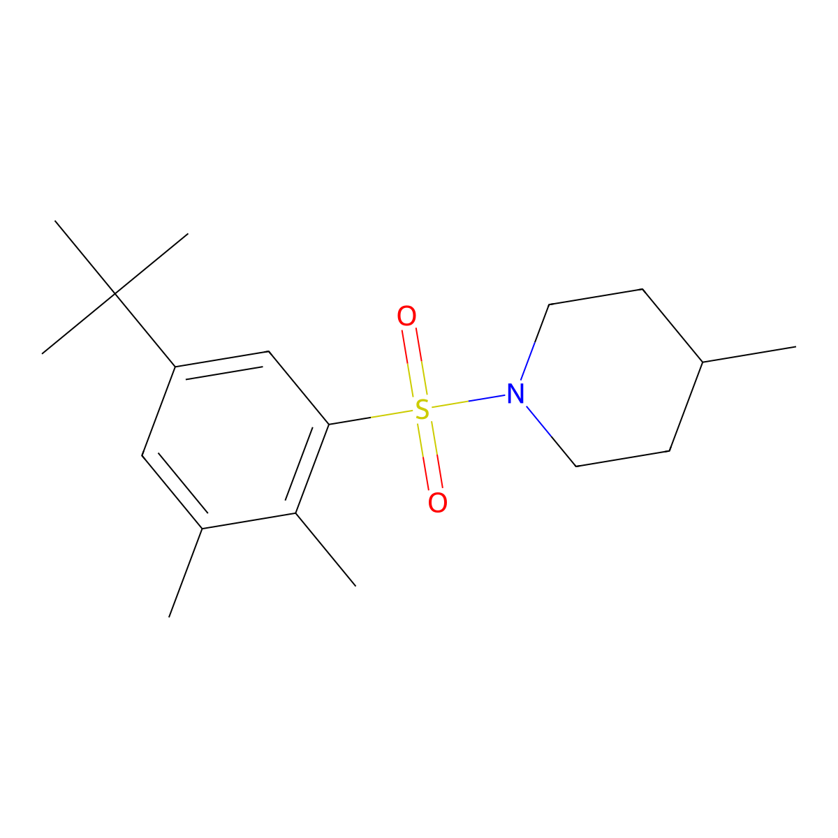 1-(5-Tert-butyl-2,3-dimethylphenyl)sulfonyl-4-methylpiperidine molecular structure, CAS 670255-87-5