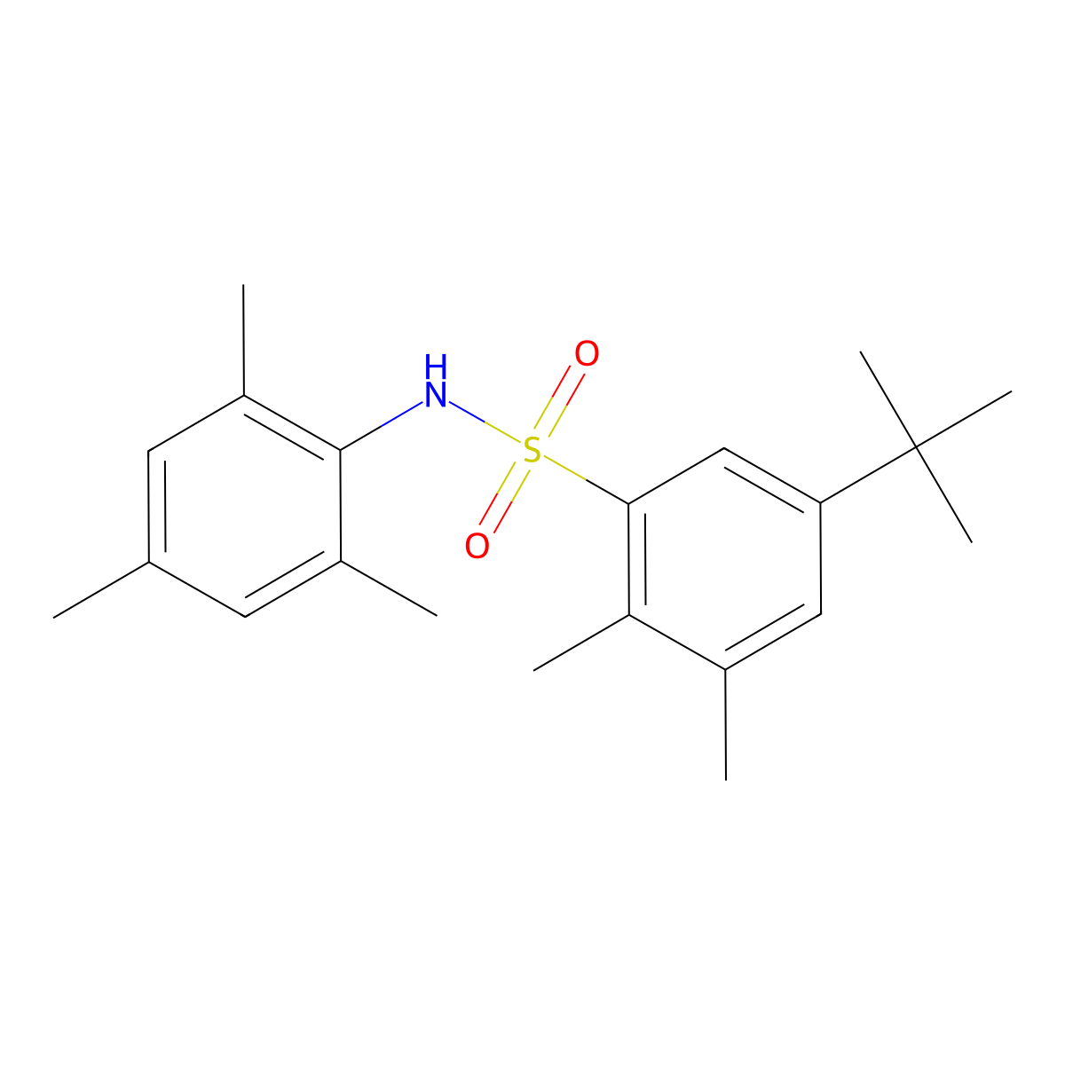 5-tert-butyl-2,3-dimethyl-N-(2,4,6-trimethylphenyl)benzenesulfonamide molecular structure, CAS 670255-89-7