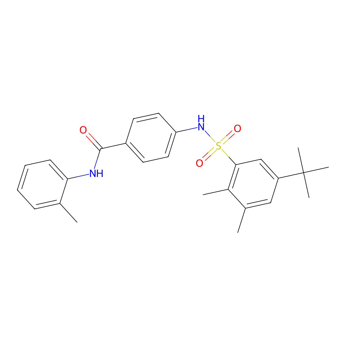 4-{[(5-tert-butyl-2,3-dimethylphenyl)sulfonyl]amino}-N-(2-methylphenyl)benzamide molecular structure, CAS 670256-01-6