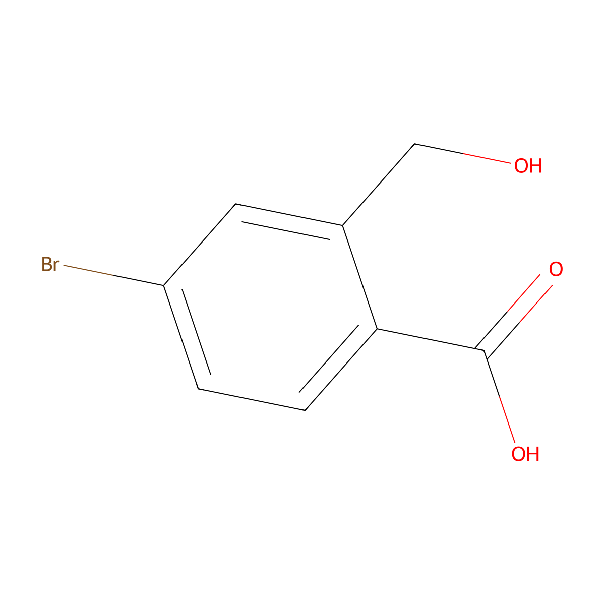 4-Bromo-2-(hydroxymethyl)benzoic acid molecular structure, CAS 670256-21-0