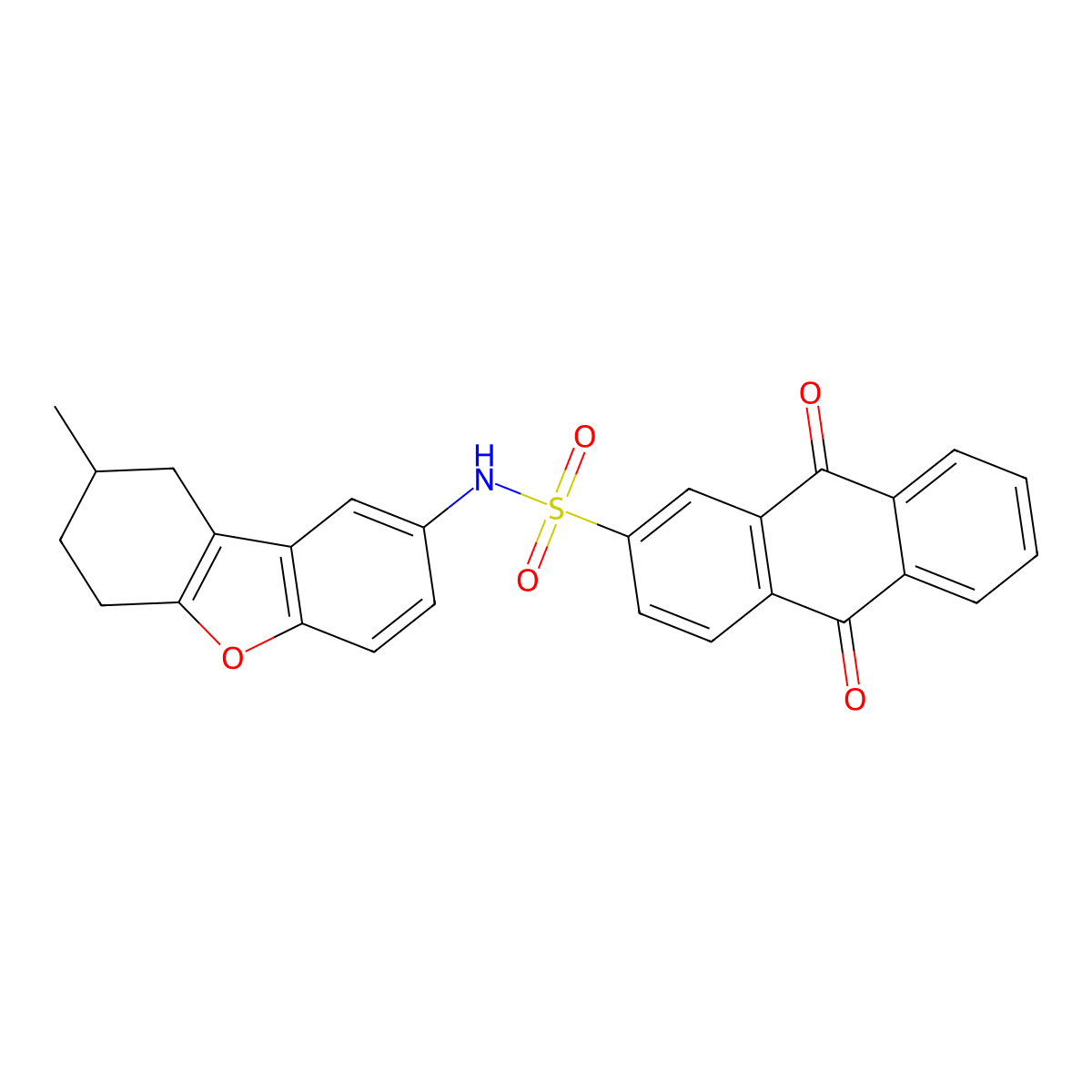 N-(8-methyl-6,7,8,9-tetrahydrodibenzofuran-2-yl)-9,10-dioxoanthracene-2-sulfonamide molecular structure, CAS 670258-24-9