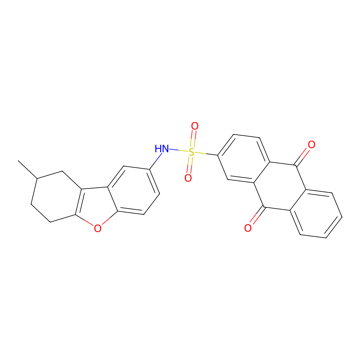 N-(8-methyl-6,7,8,9-tetrahydrodibenzofuran-2-yl)-9,10-dioxoanthracene-2-sulfonamide molecular structure, CAS 670258-24-9