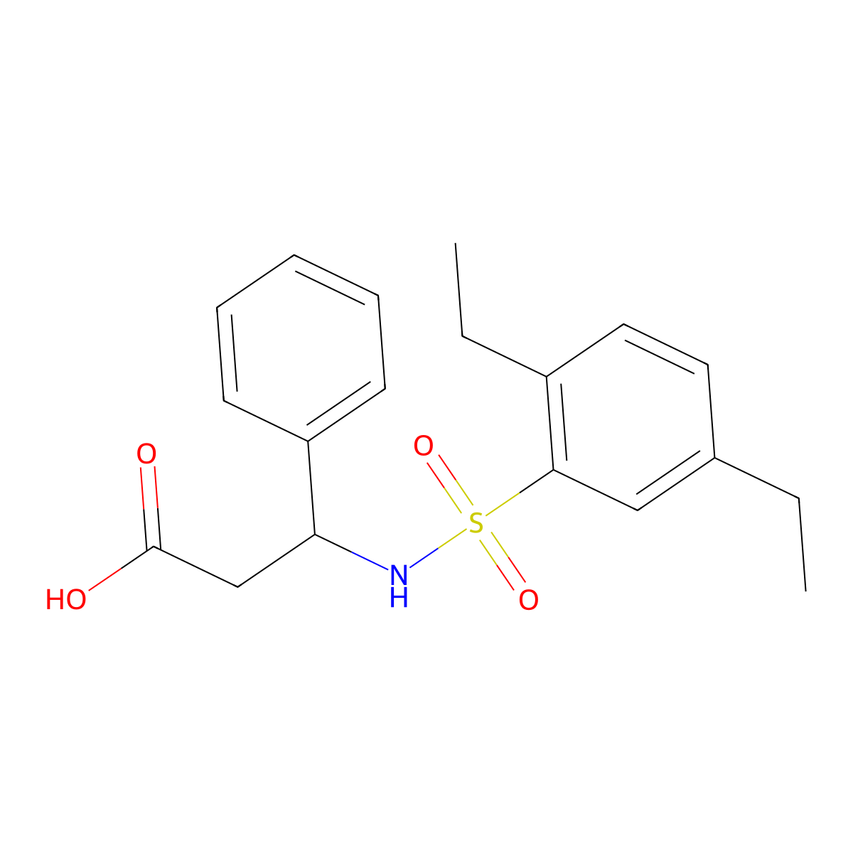 N-[(2,5-diethylphenyl)sulfonyl]-3-phenyl-beta-alanine molecular structure, CAS 670258-92-1
