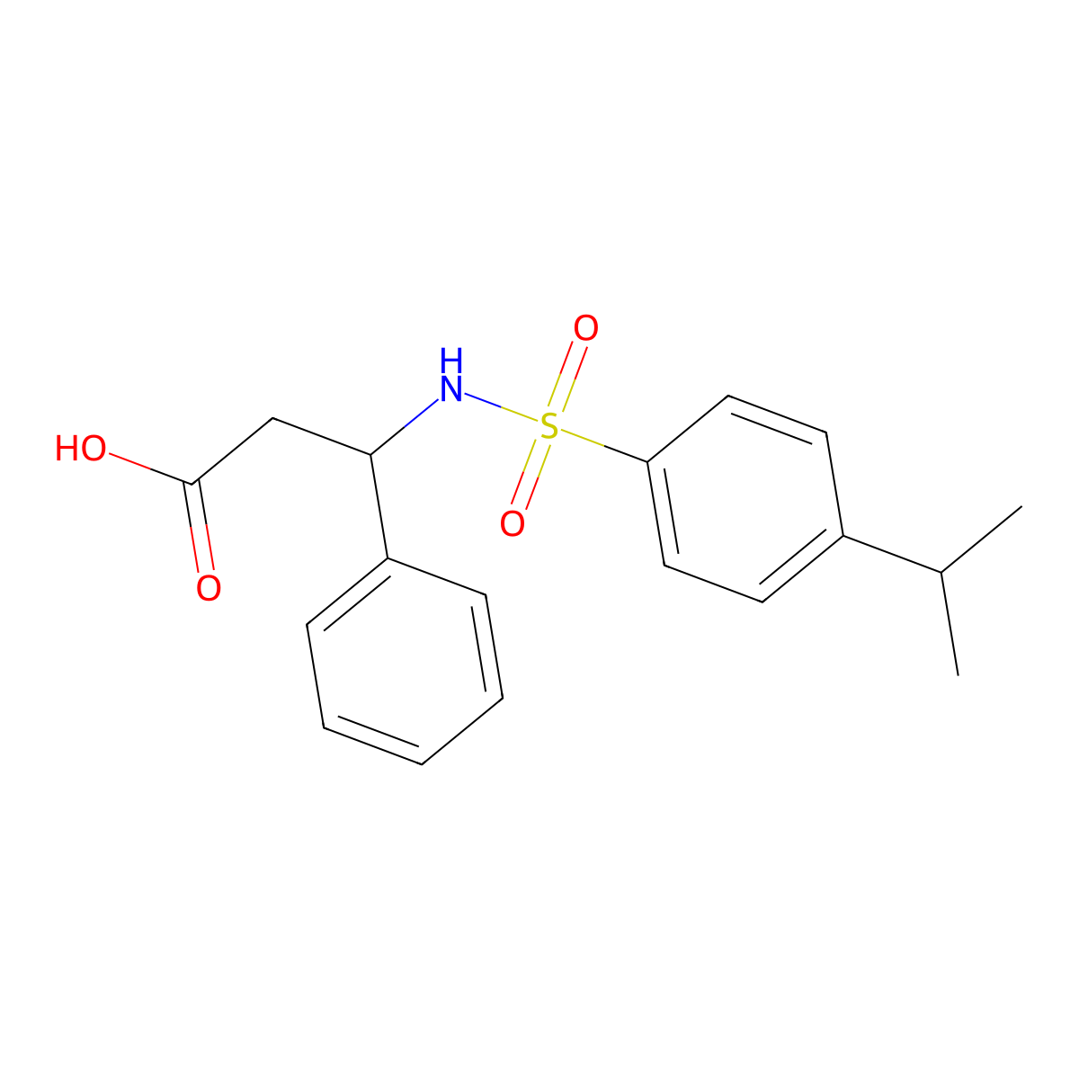 3-Phenyl-3-[(4-propan-2-ylphenyl)sulfonylamino]propanoic acid molecular structure, CAS 670258-94-3