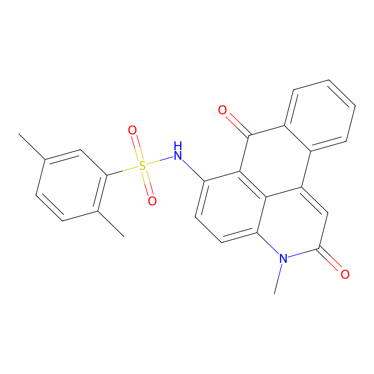 2,5-dimethyl-N-(3-methyl-2,7-dioxo-2,7-dihydro-3H-naphtho[1,2,3-de]quinolin-6-yl)benzenesulfonamide molecular structure, CAS 670259-11-7