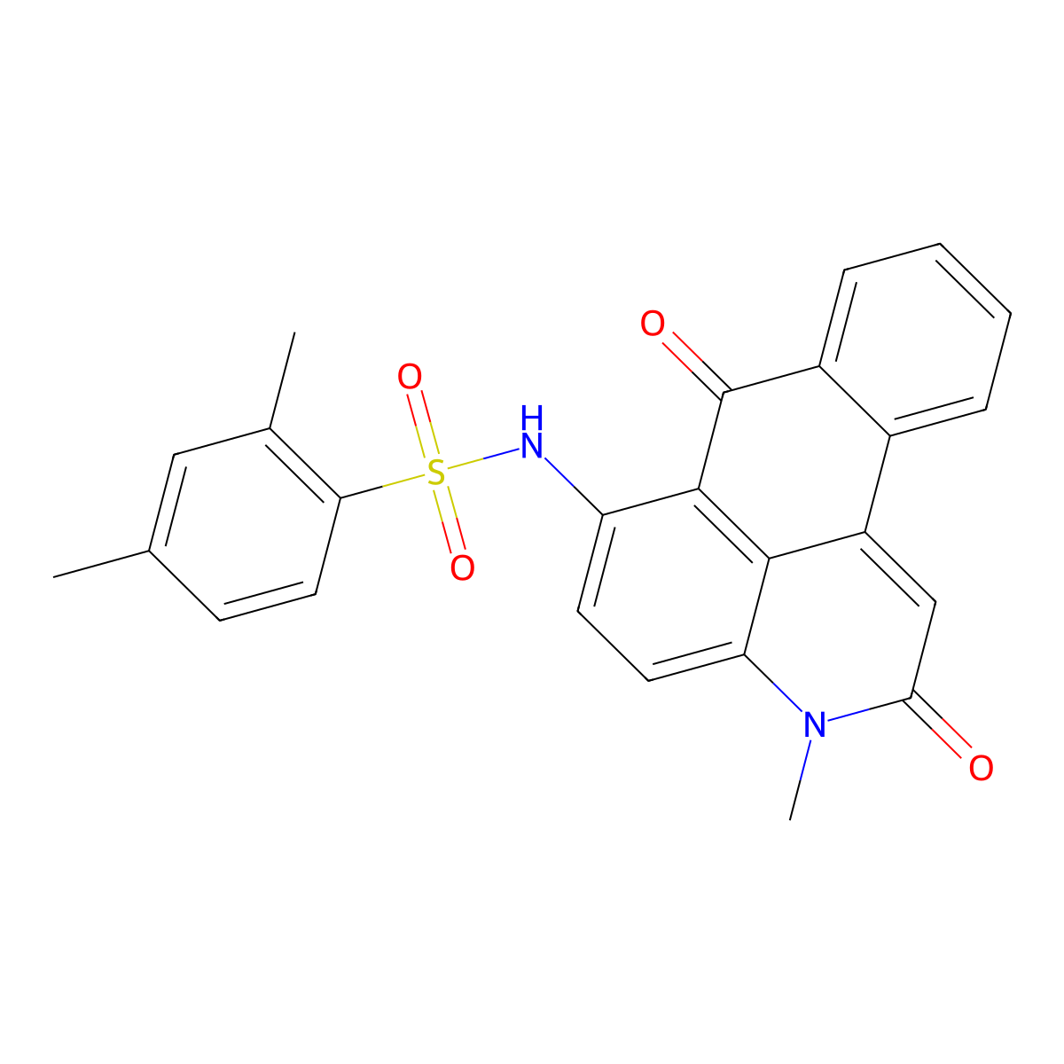 2,4-dimethyl-N-(3-methyl-2,7-dioxo-2,7-dihydro-3H-naphtho[1,2,3-de]quinolin-6-yl)benzenesulfonamide molecular structure, CAS 670259-12-8