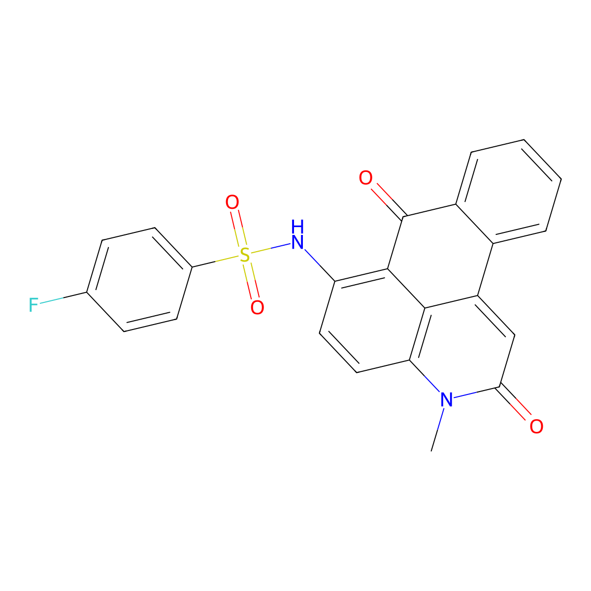 4-fluoro-N-(3-methyl-2,7-dioxo-2,7-dihydro-3H-naphtho[1,2,3-de]quinolin-6-yl)benzenesulfonamide molecular structure, CAS 670259-16-2
