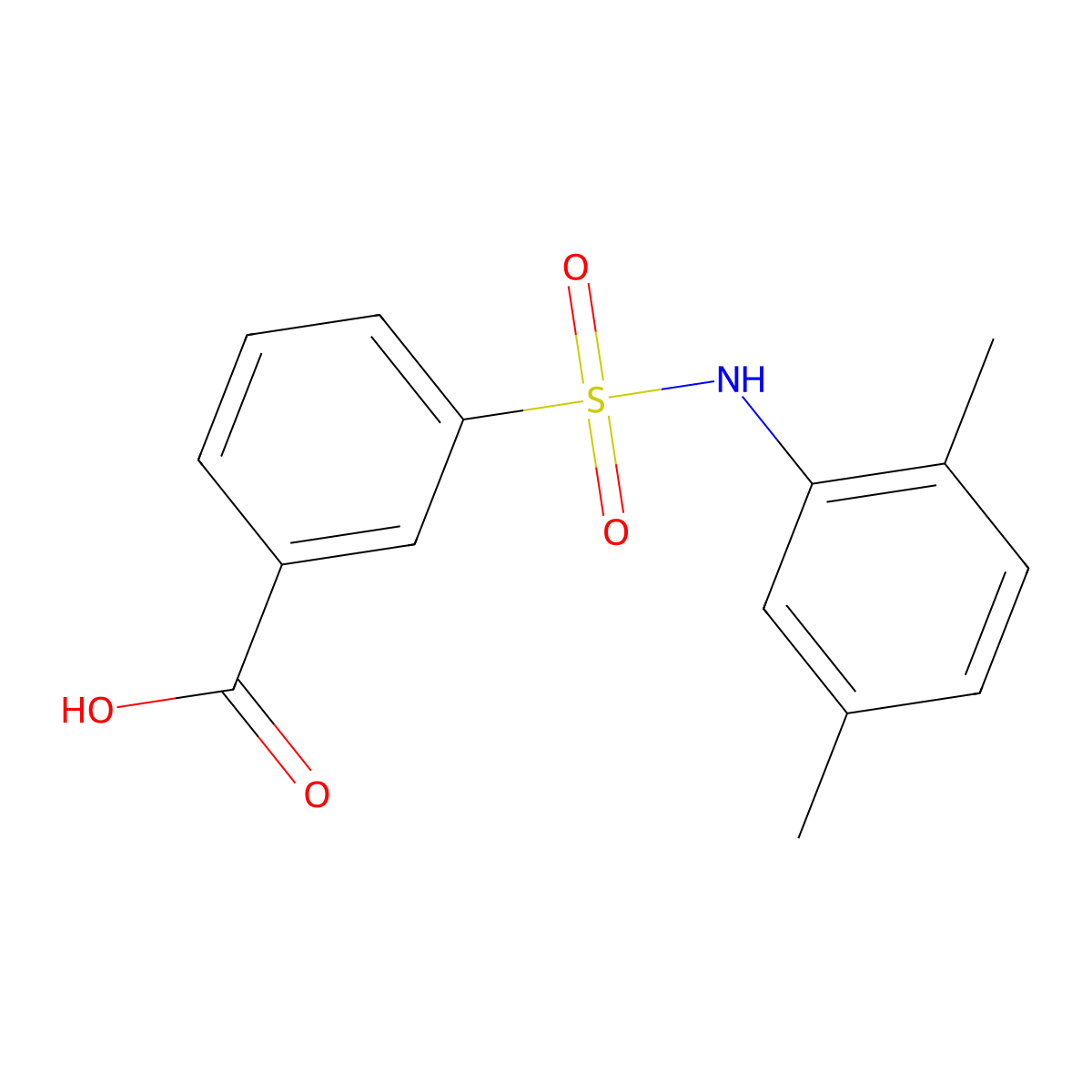 3-[(2,5-Dimethylanilino)sulfonyl]benzoic acid molecular structure, CAS 670259-29-7
