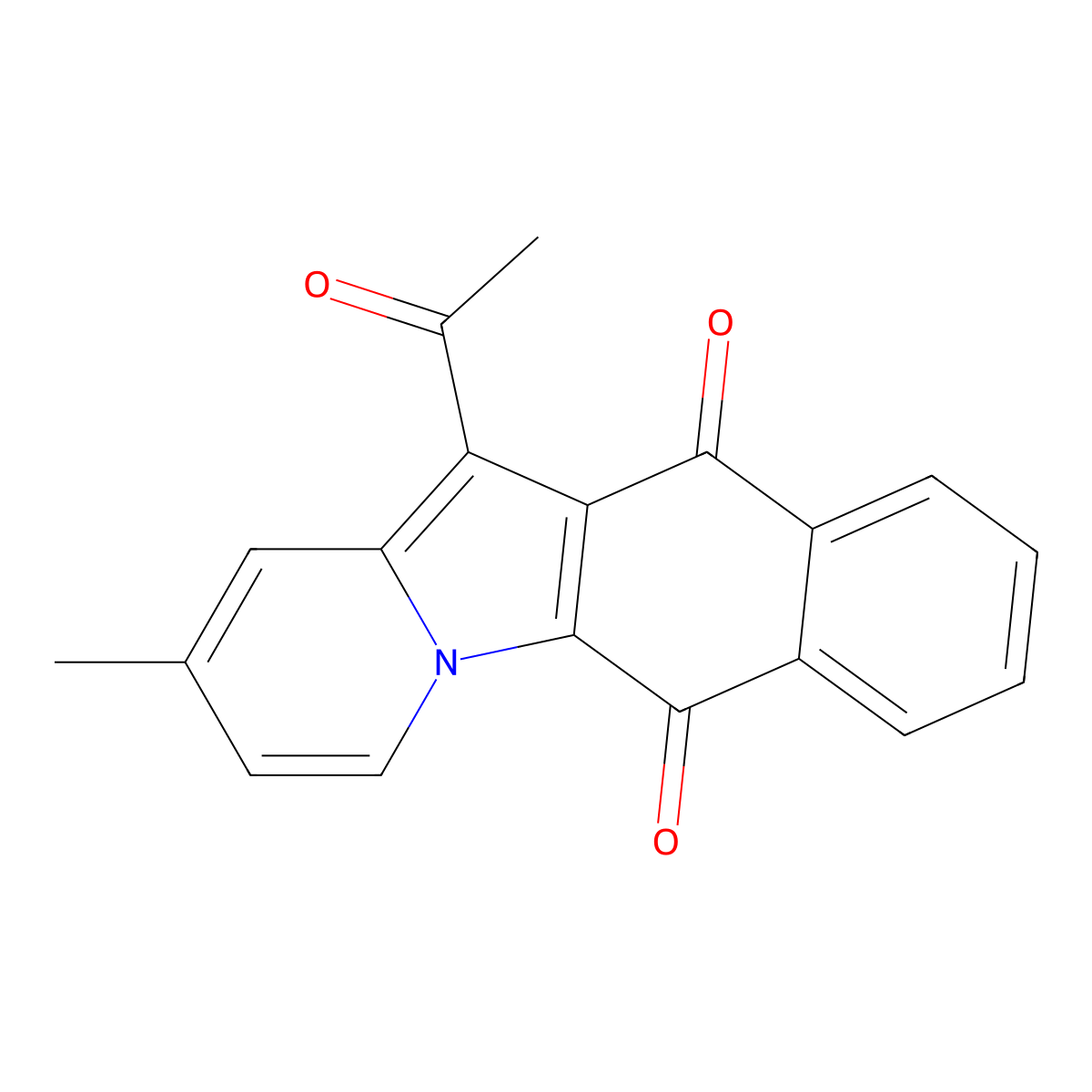 12-Acetyl-2-methylnaphtho[2,3-b]indolizine-6,11-dione molecular structure, CAS 670259-44-6