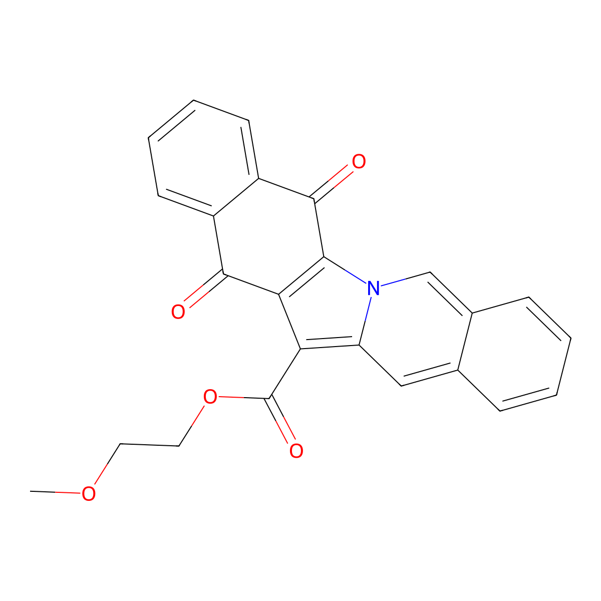 2-Methoxyethyl 5,14-dioxo-5,14-dihydrobenzo[5,6]indolo[1,2-b]isoquinoline-13-carboxylate molecular structure, CAS 670259-50-4