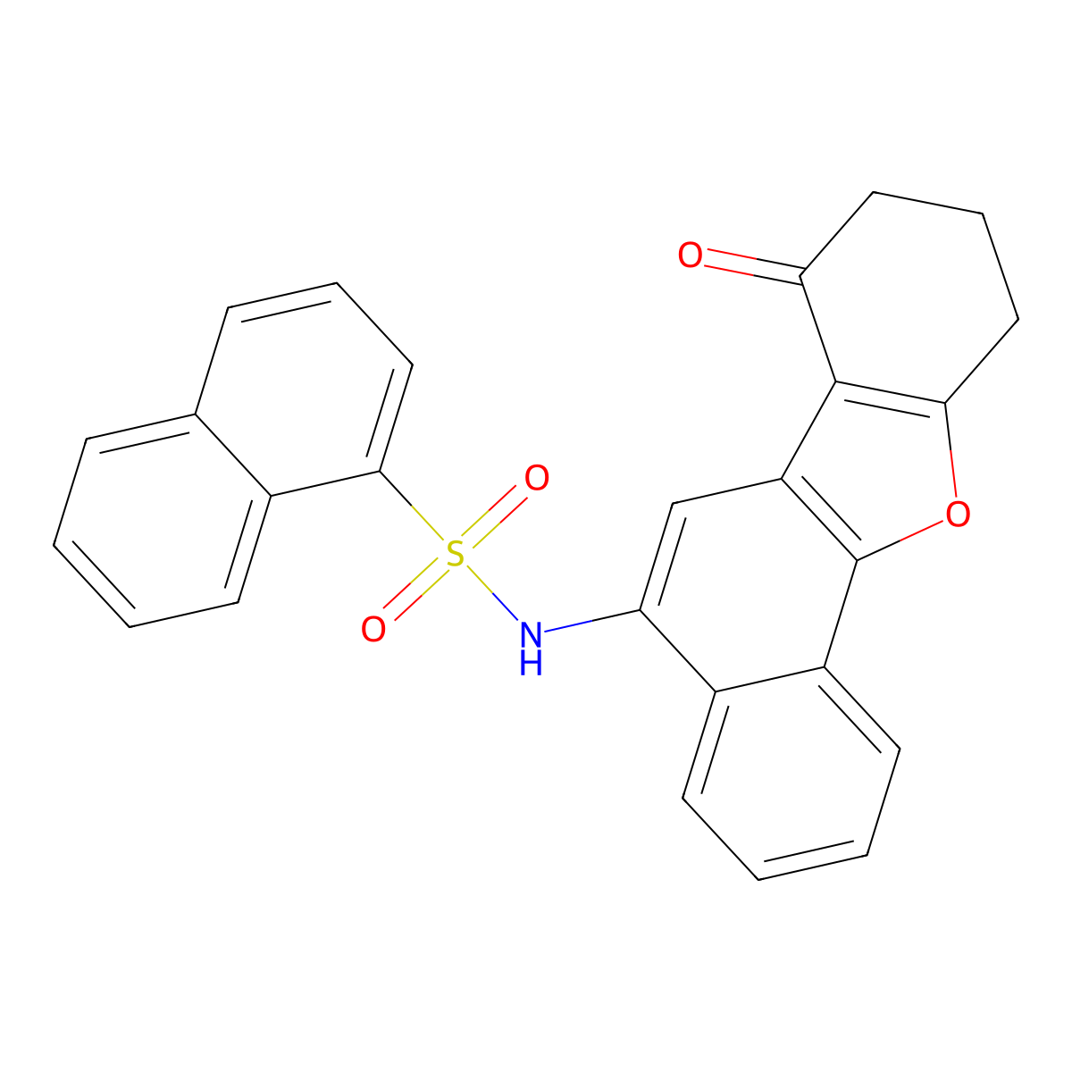N-(7-oxo-9,10-dihydro-8H-naphtho[1,2-b][1]benzofuran-5-yl)naphthalene-1-sulfonamide molecular structure, CAS 670259-55-9