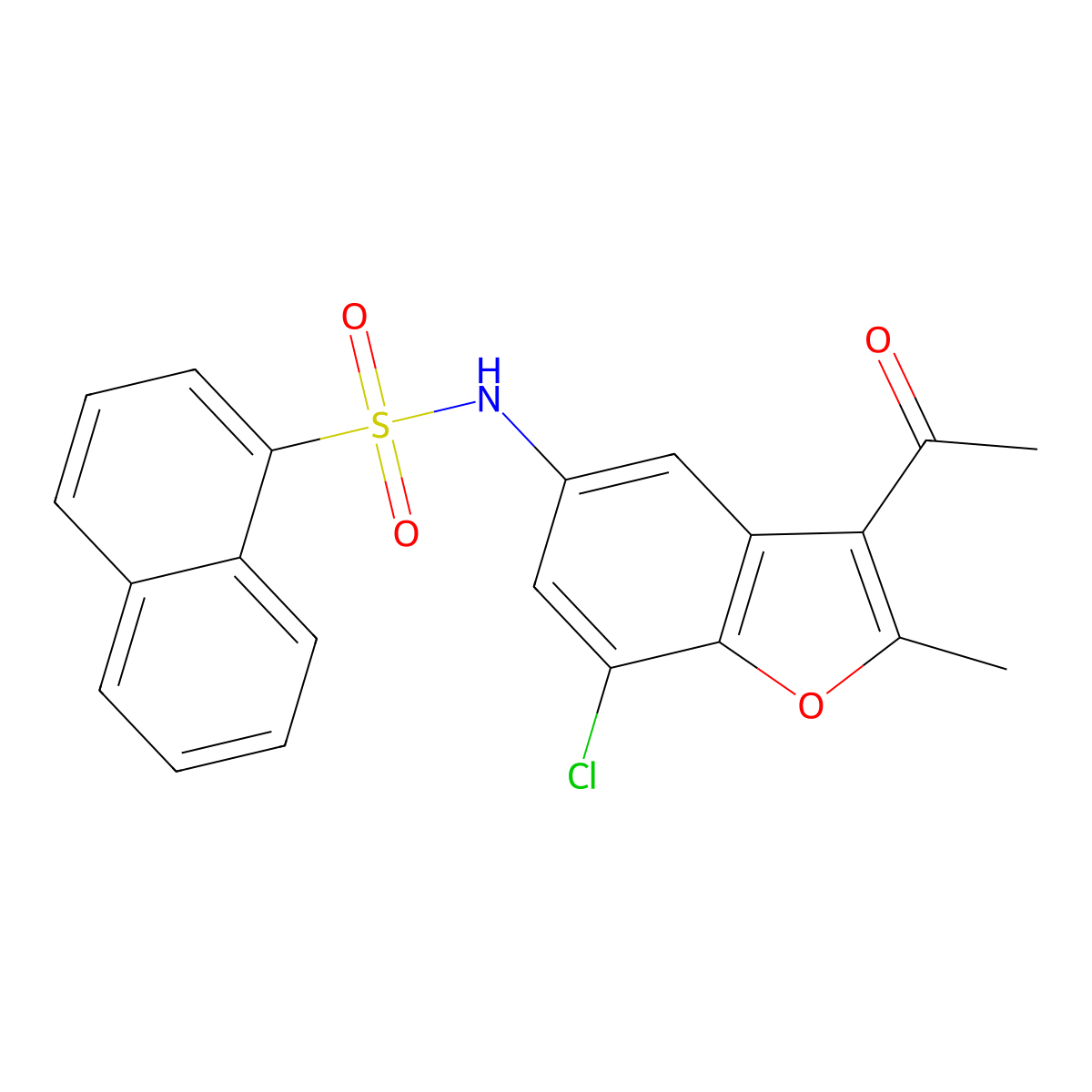 N-(3-acetyl-7-chloro-2-methyl-1-benzofuran-5-yl)naphthalene-1-sulfonamide molecular structure, CAS 670259-83-3