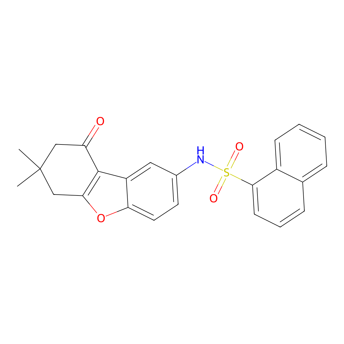 N-(7,7-dimethyl-9-oxo-6,8-dihydrodibenzofuran-2-yl)naphthalene-1-sulfonamide molecular structure, CAS 670259-85-5