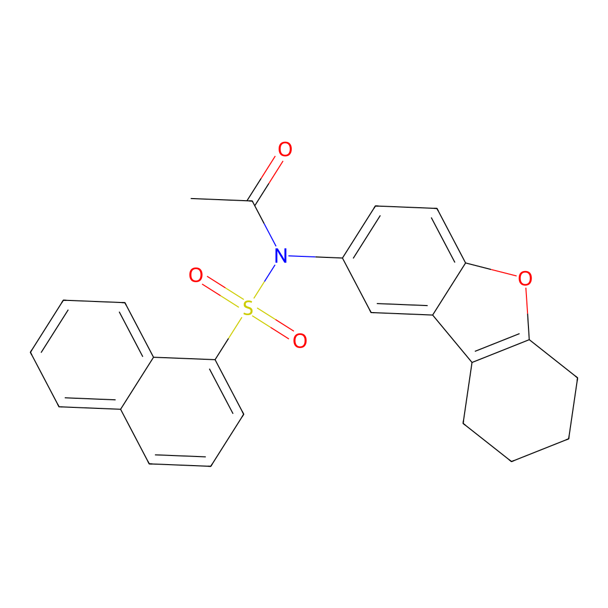 N-naphthalen-1-ylsulfonyl-N-(6,7,8,9-tetrahydrodibenzofuran-2-yl)acetamide molecular structure, CAS 670259-86-6