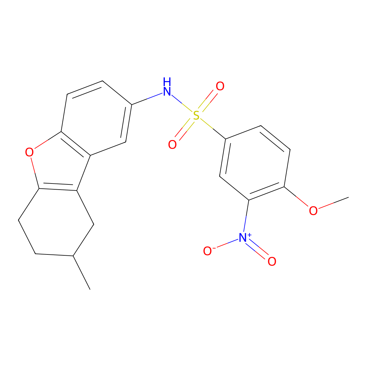 4-methoxy-N-(8-methyl-6,7,8,9-tetrahydrodibenzofuran-2-yl)-3-nitrobenzenesulfonamide molecular structure, CAS 670260-01-2